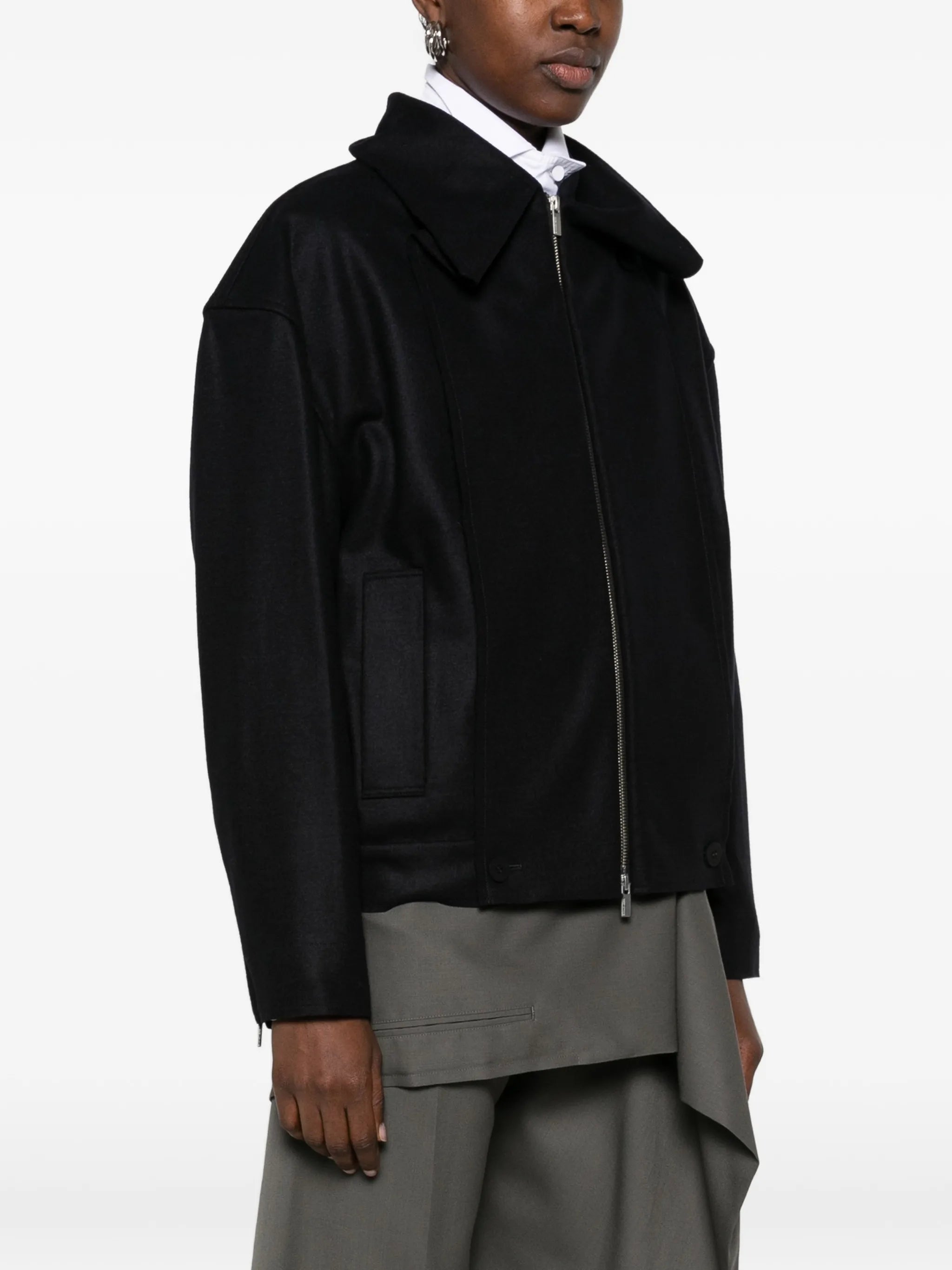 Shell zip-up oversized jacket