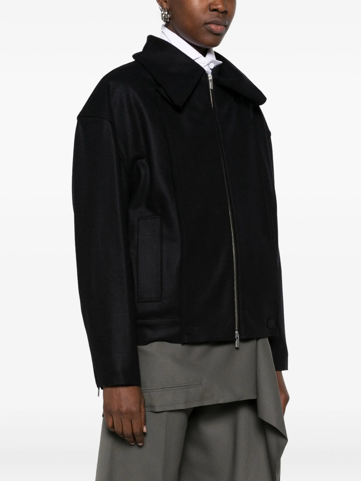Shell zip-up oversized jacket
