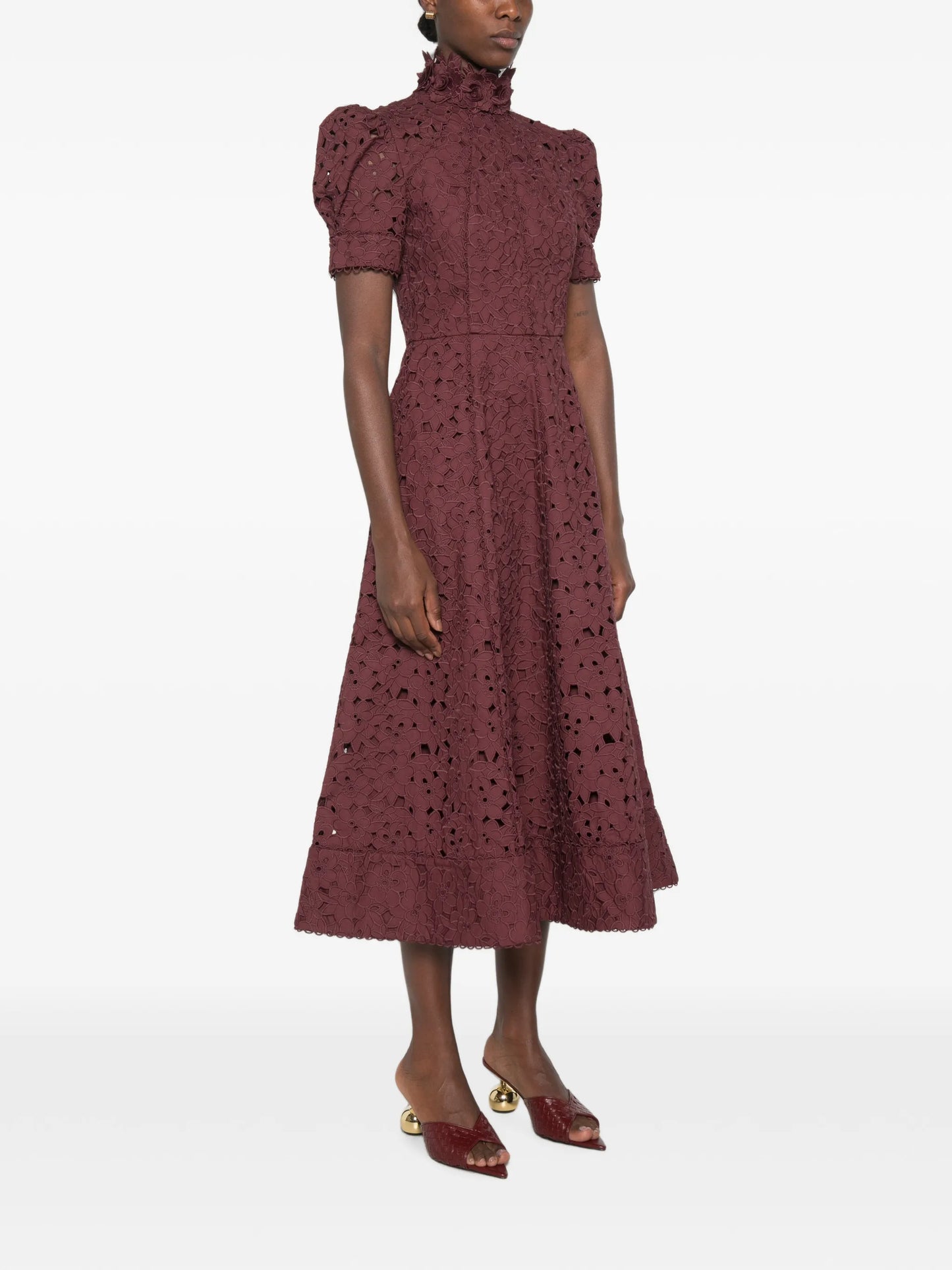 Kitsu floral-lace midi dress