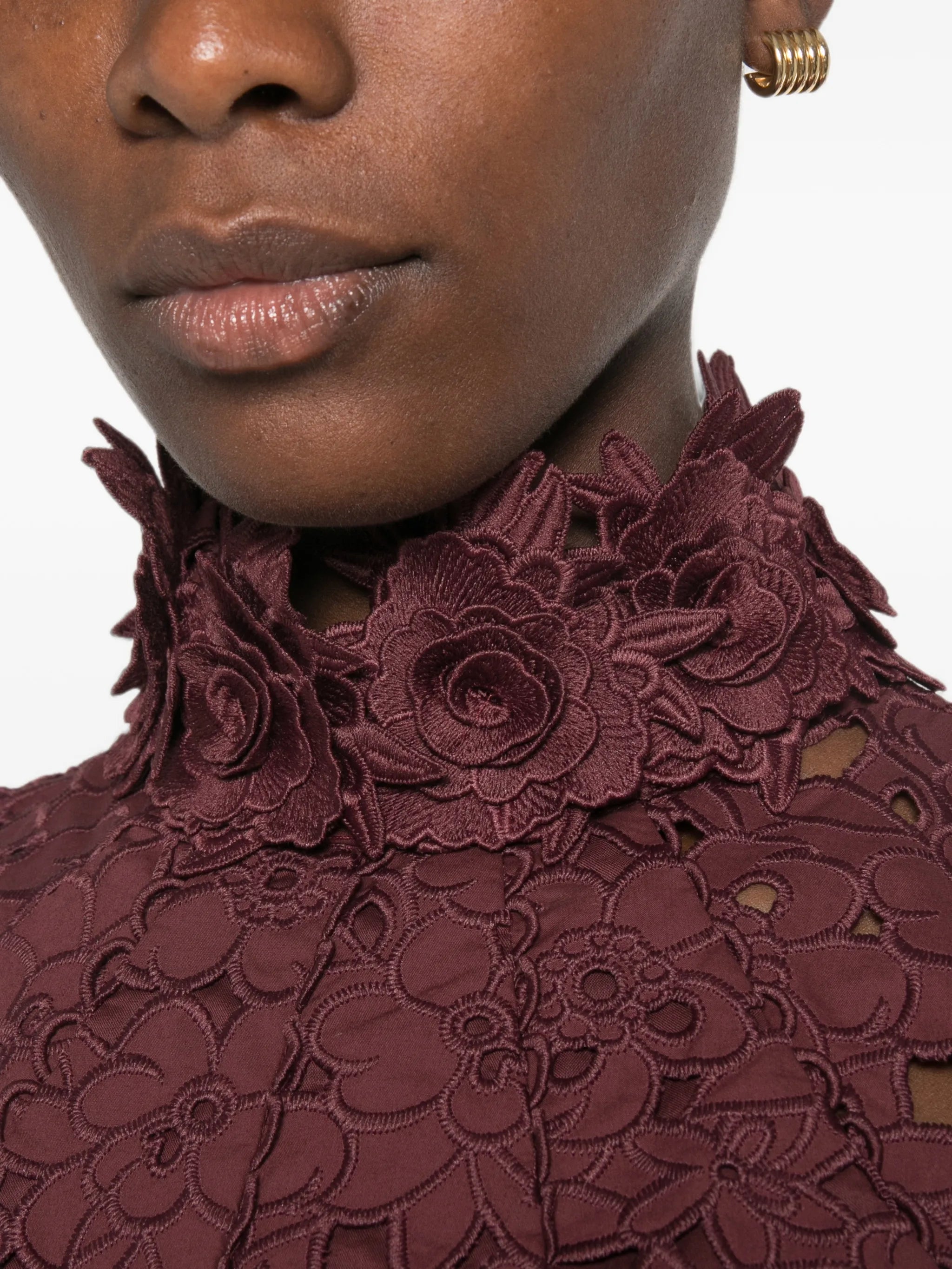 Kitsu floral-lace midi dress