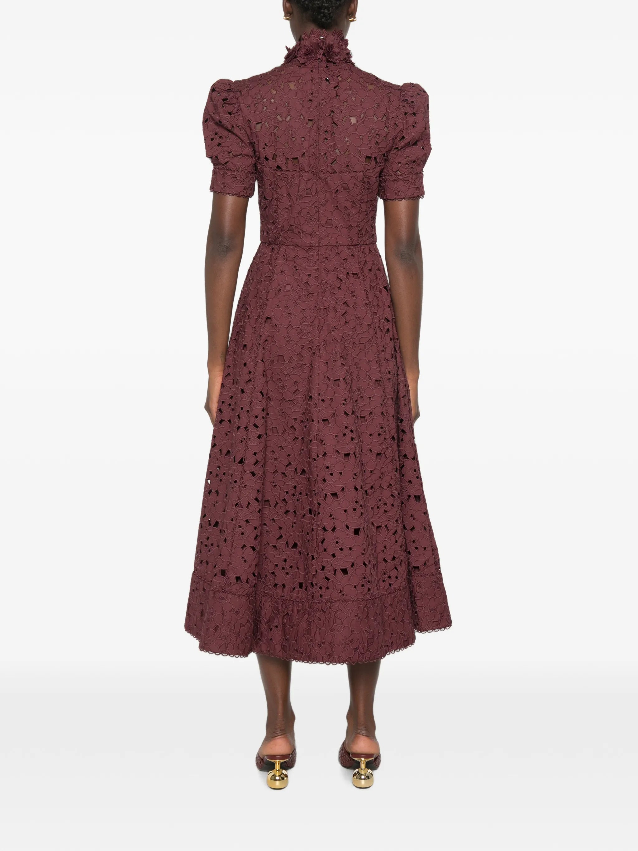Kitsu floral-lace midi dress