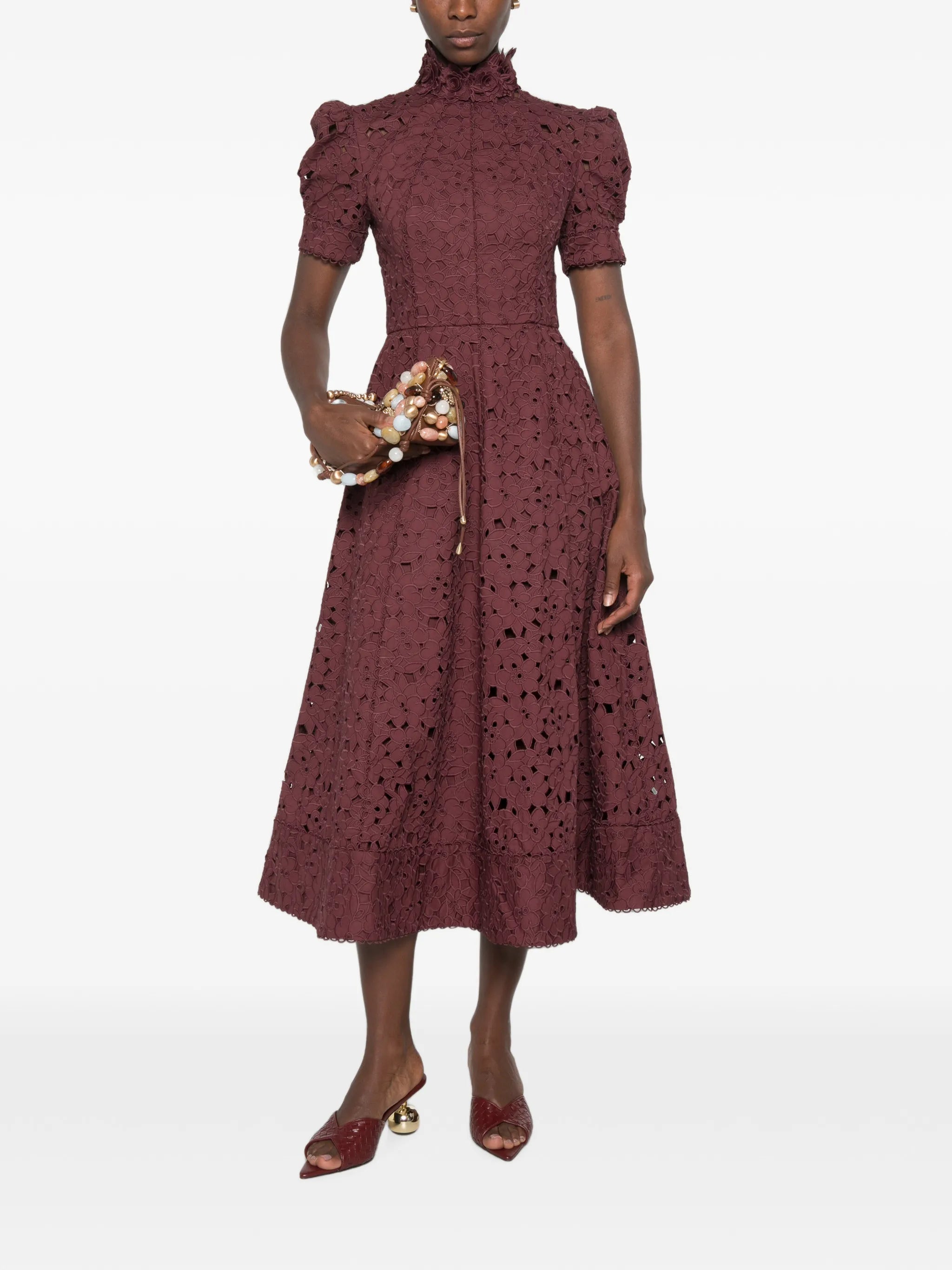 Kitsu floral-lace midi dress