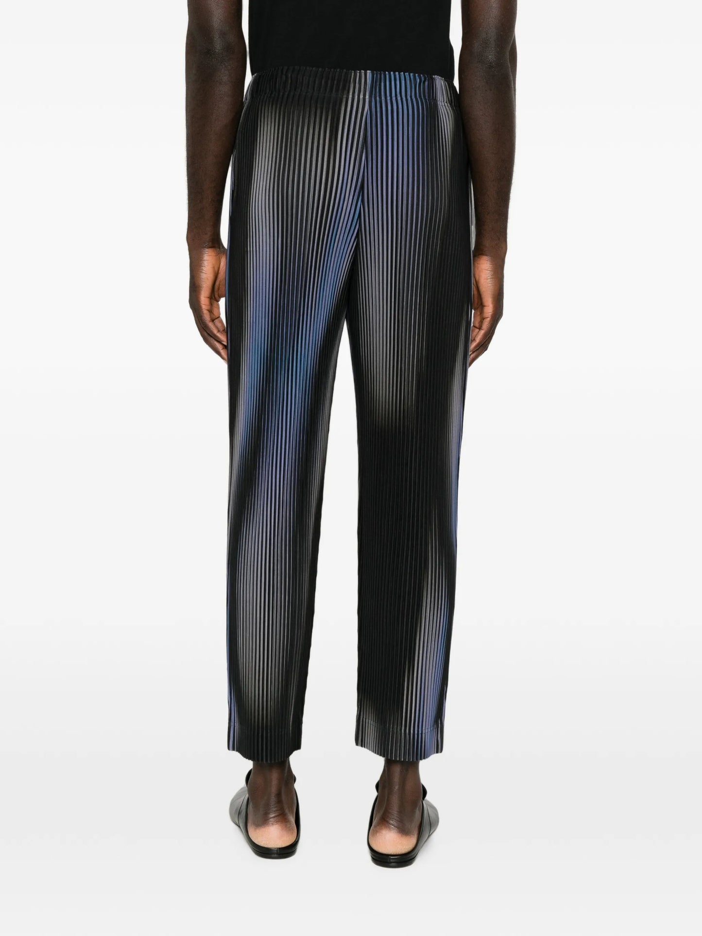 plissé-effect printed trousers