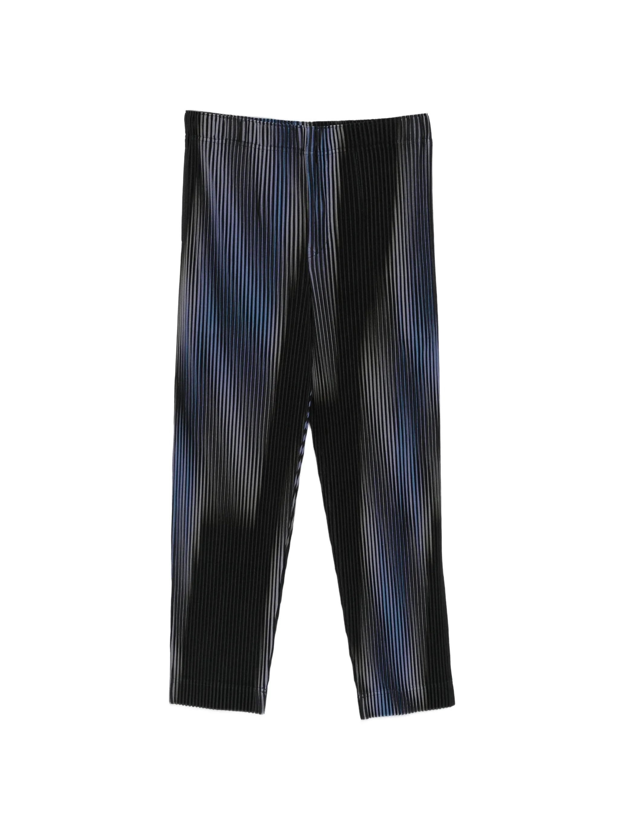 plissé-effect printed trousers