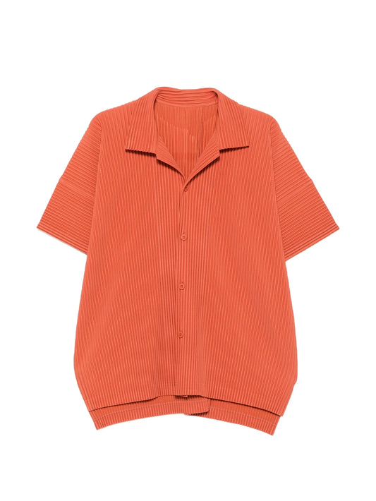 pleated short-sleeve shirt