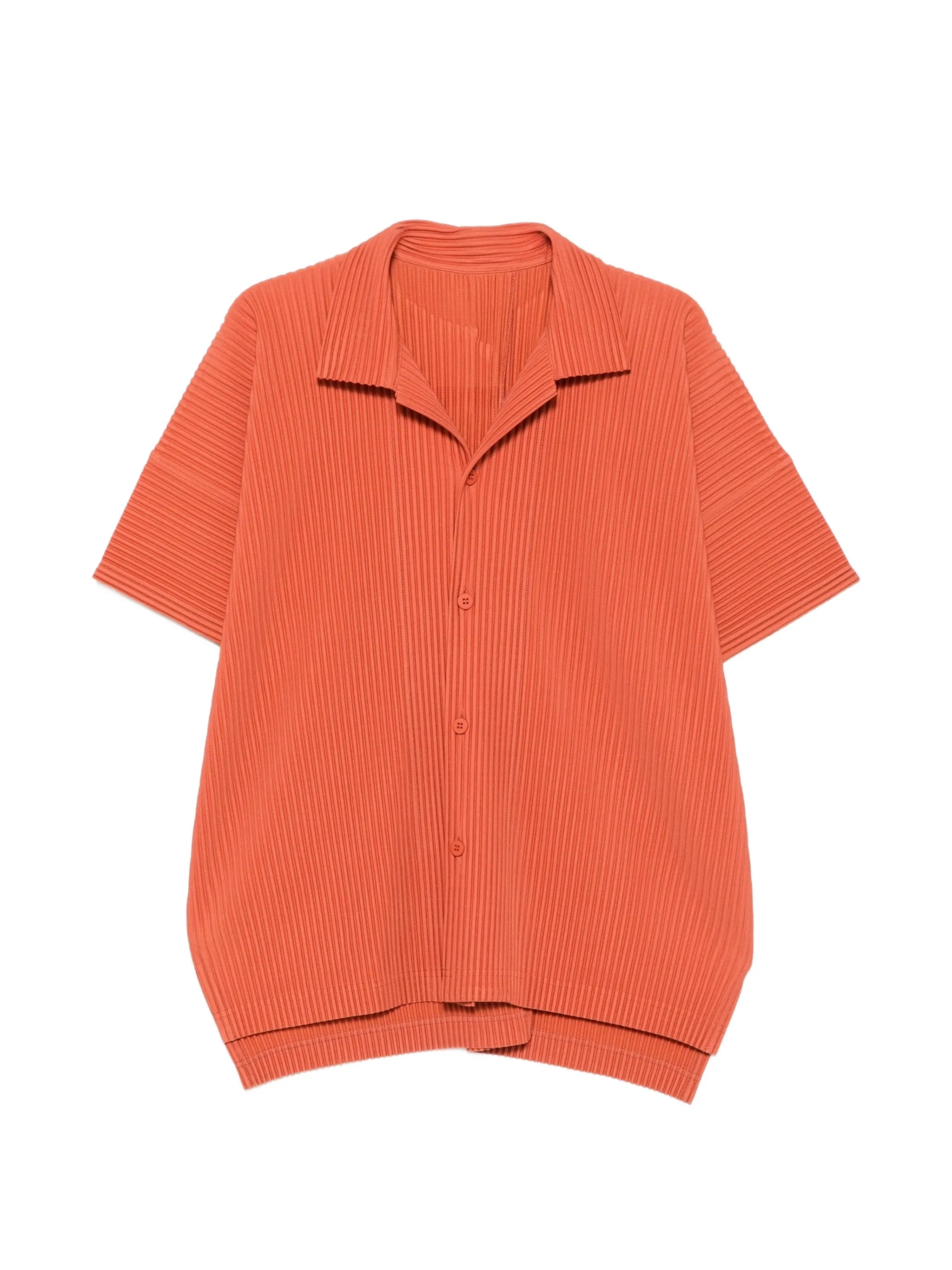 pleated short-sleeve shirt