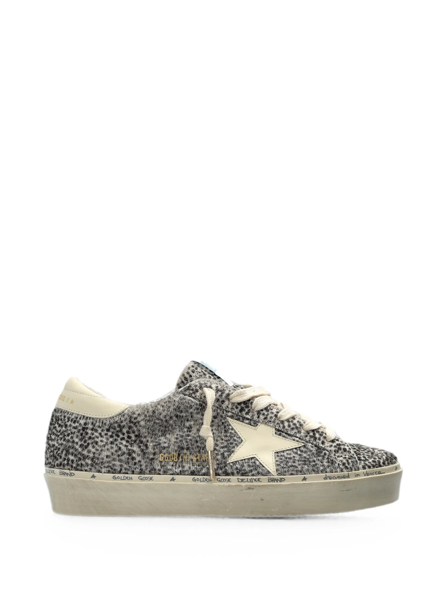 Hi Star in black and white pony skin with white leather star sneakers