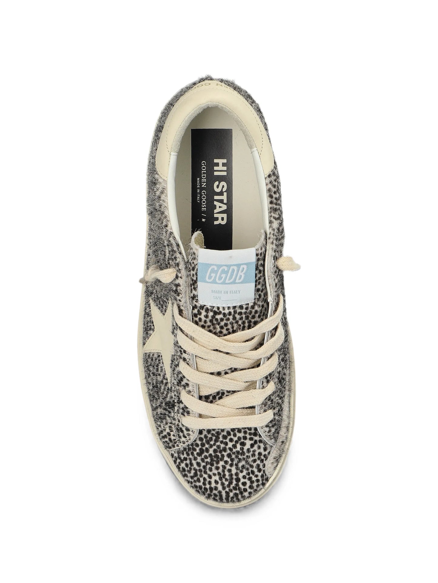 Hi Star in black and white pony skin with white leather star sneakers