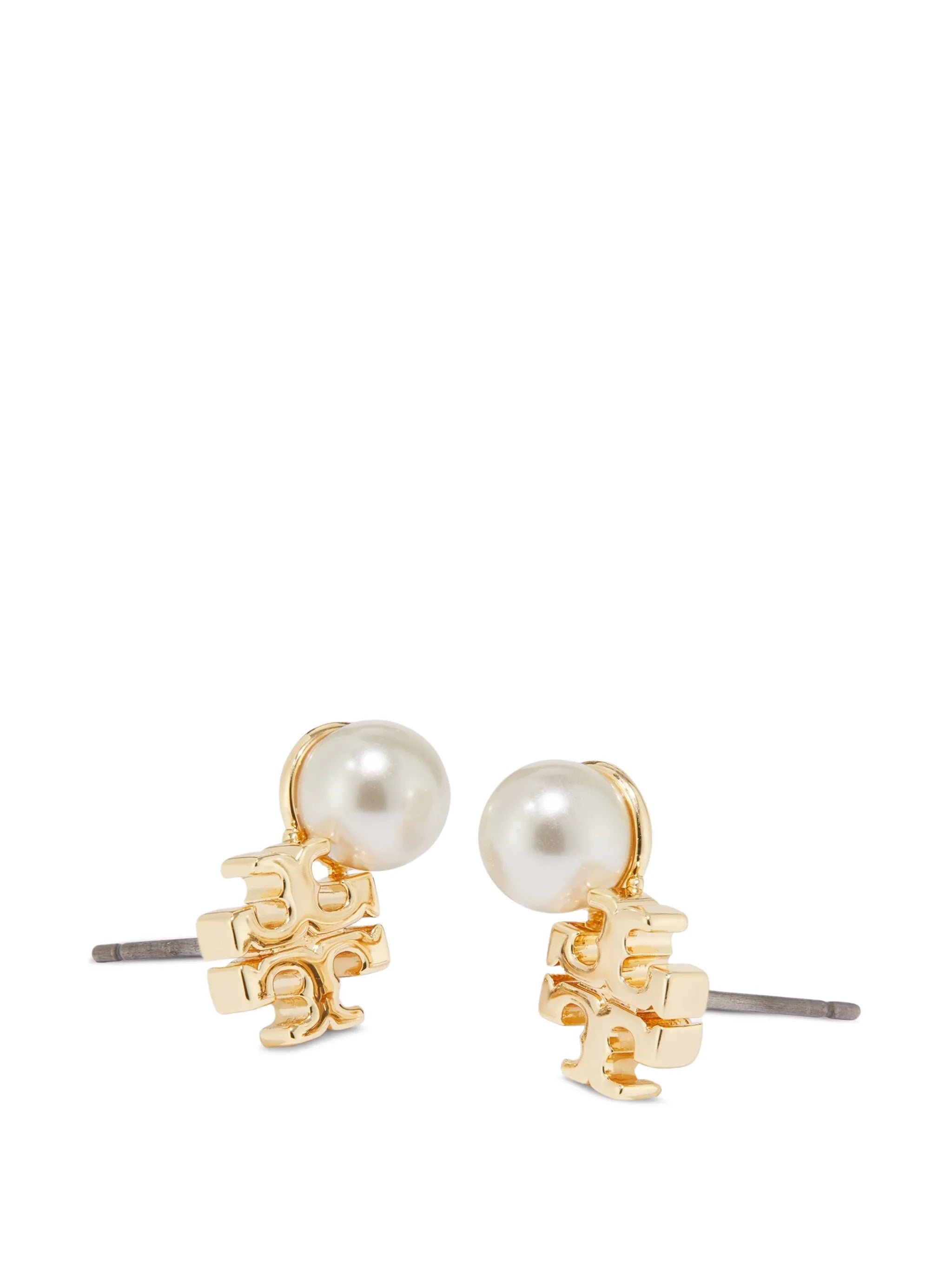 Moondance logo and pearl stud earrings