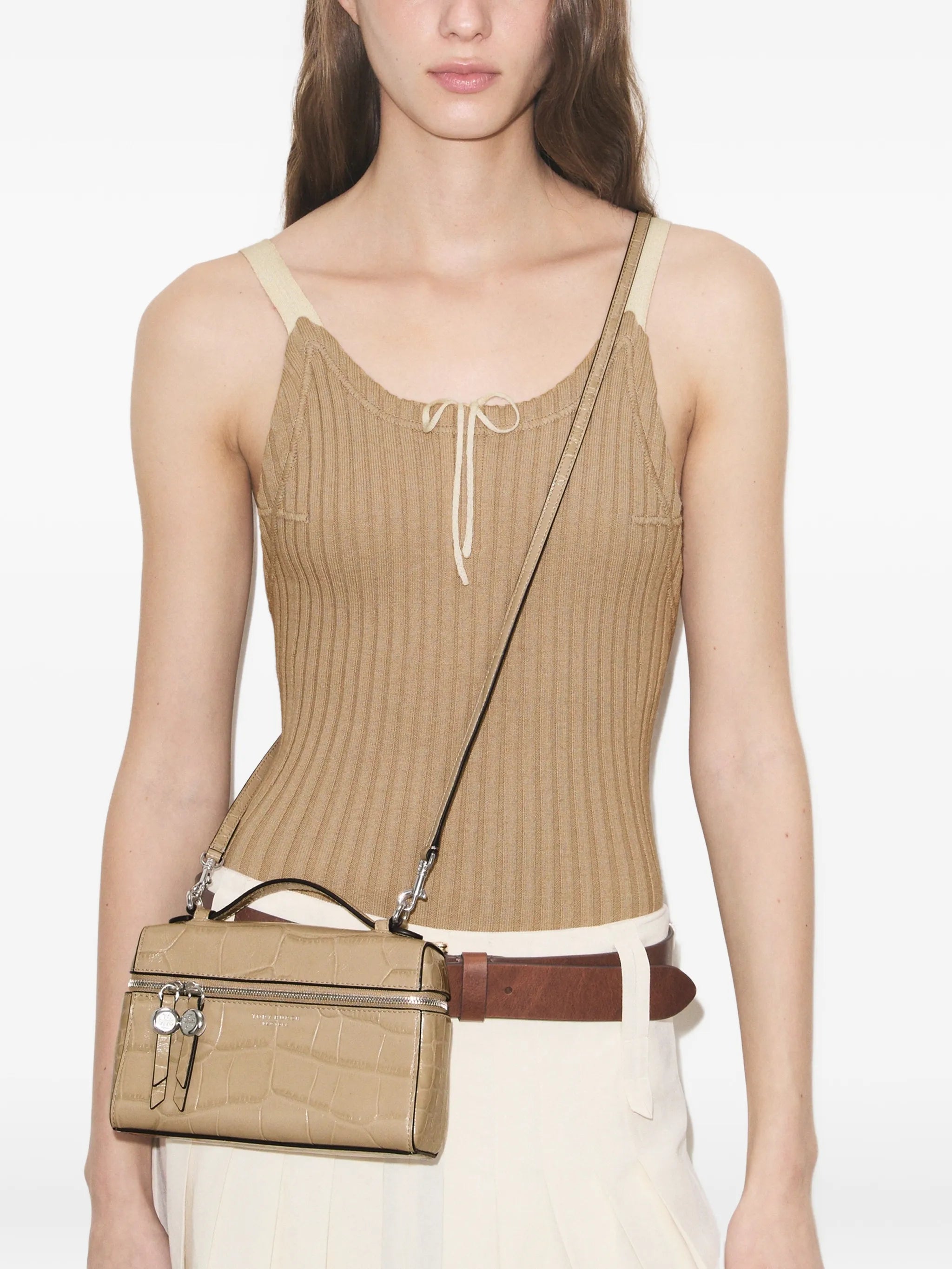 slim Romy croc-embossed top-handle bag