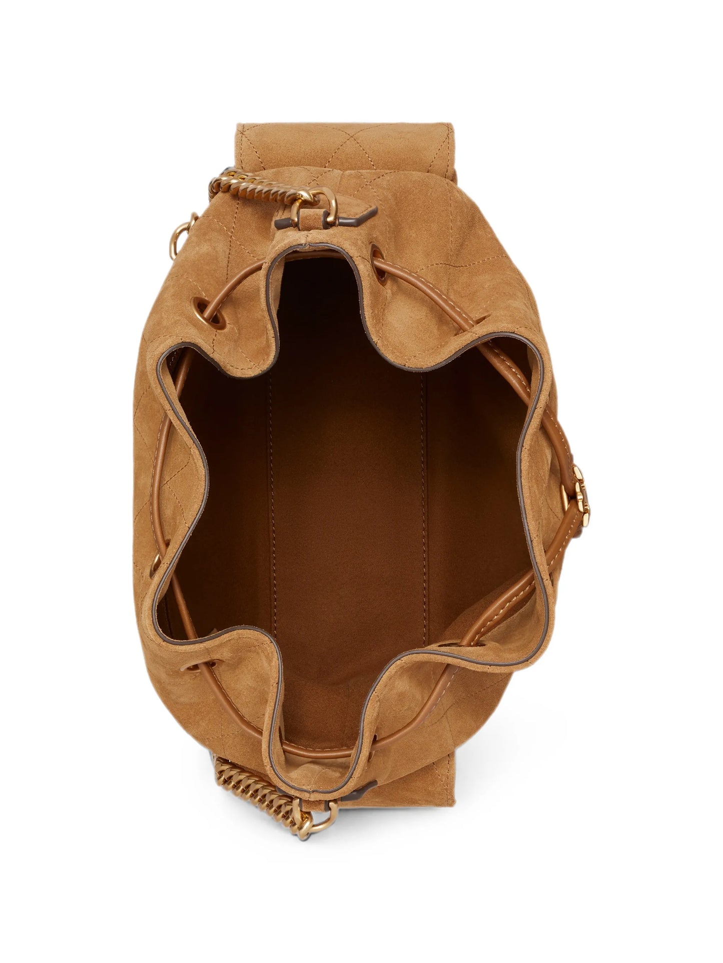 Charlie quilted suede drawstring shoulder bag