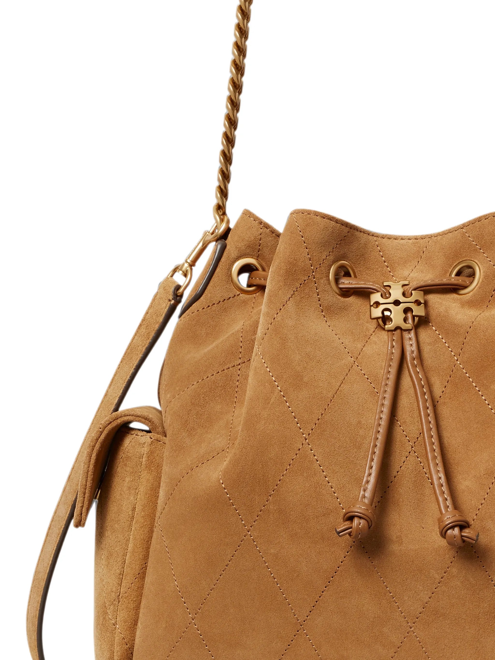 Charlie quilted suede drawstring shoulder bag