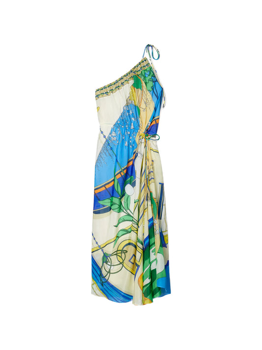 printed one-shoulder cotton dress