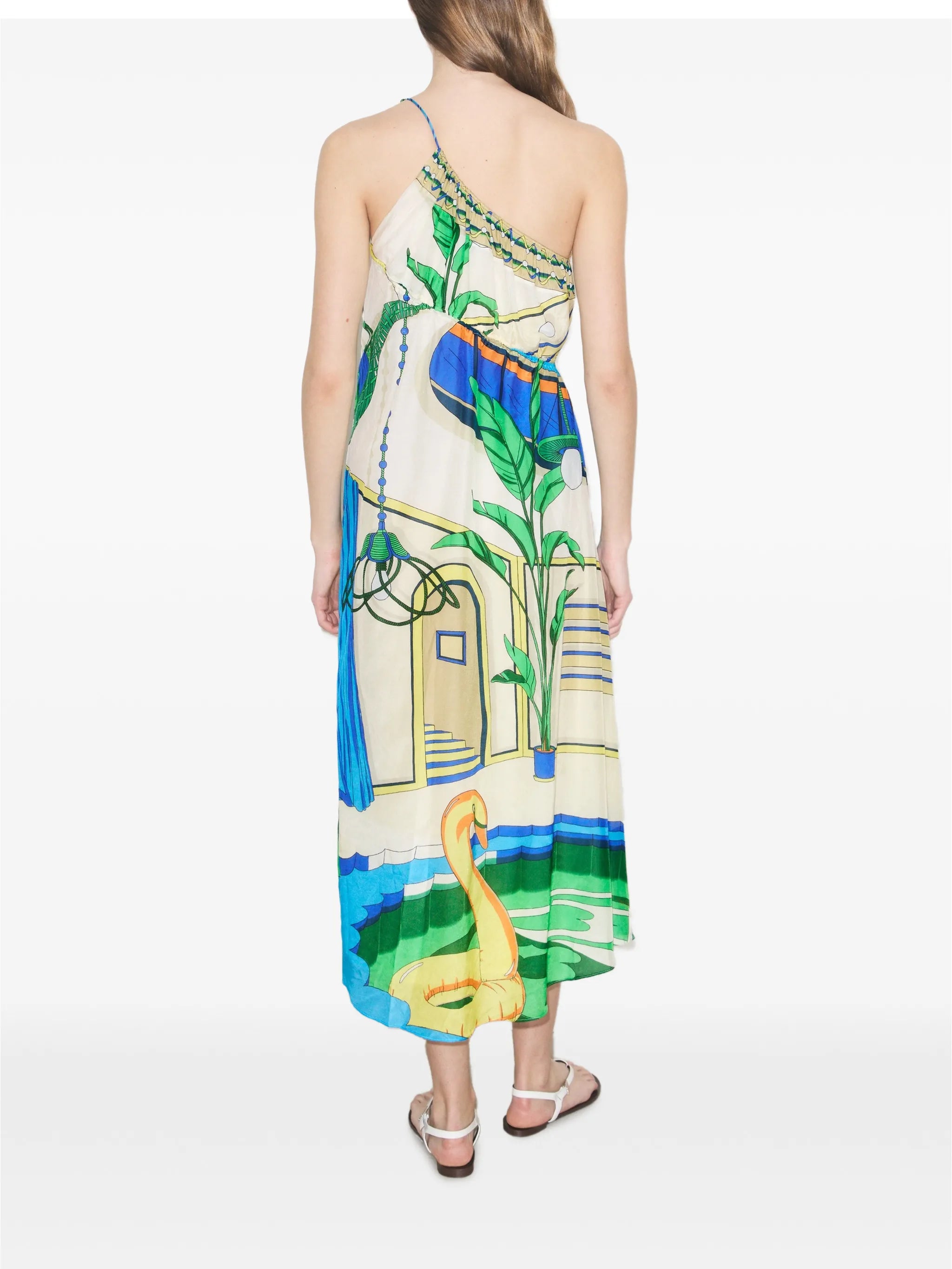 printed one-shoulder cotton dress