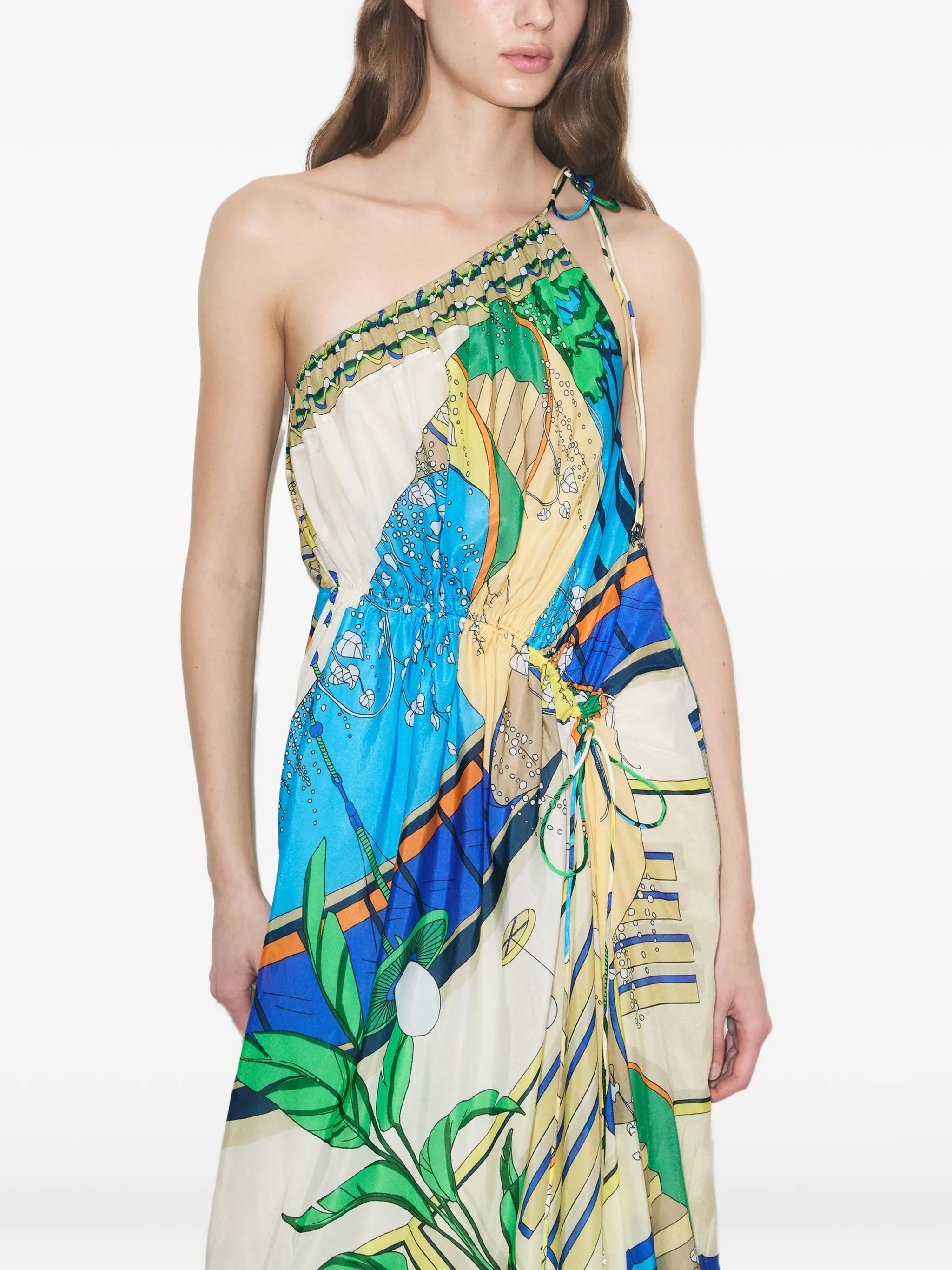 printed one-shoulder dress