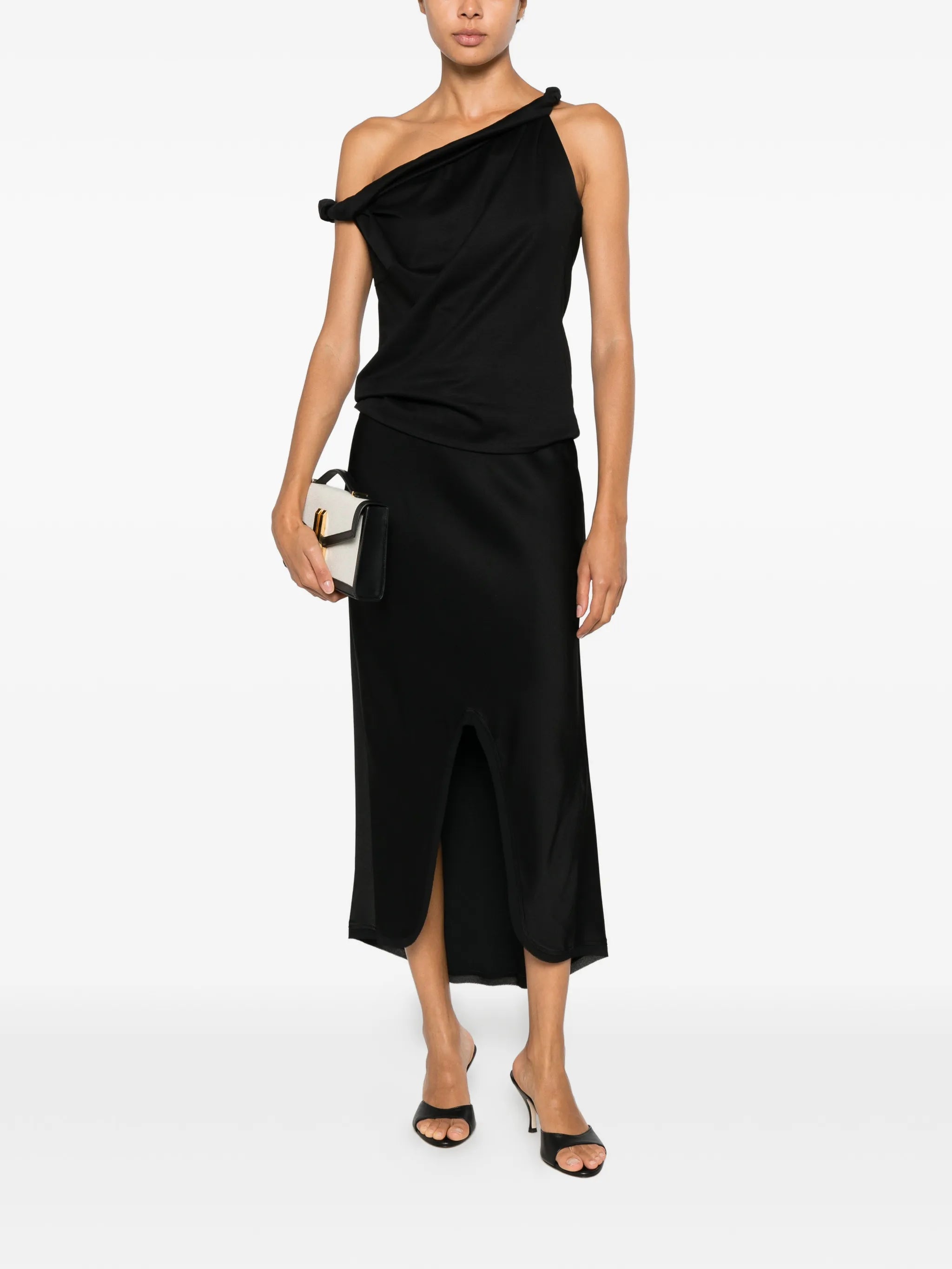 split-detail midi skirt