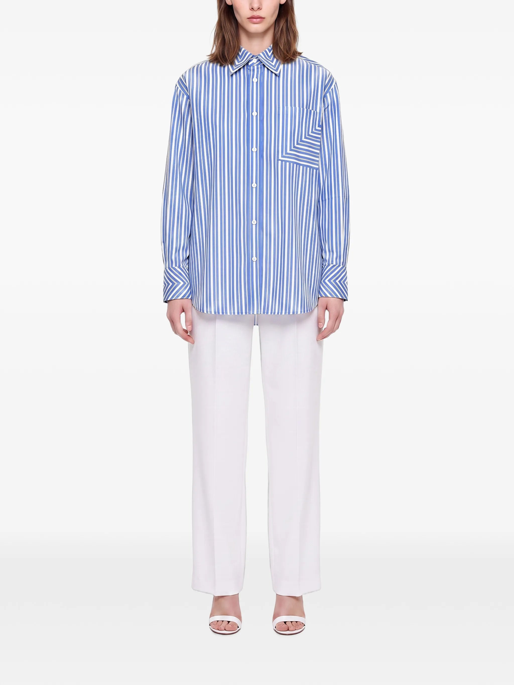 chest-pocket striped shirt