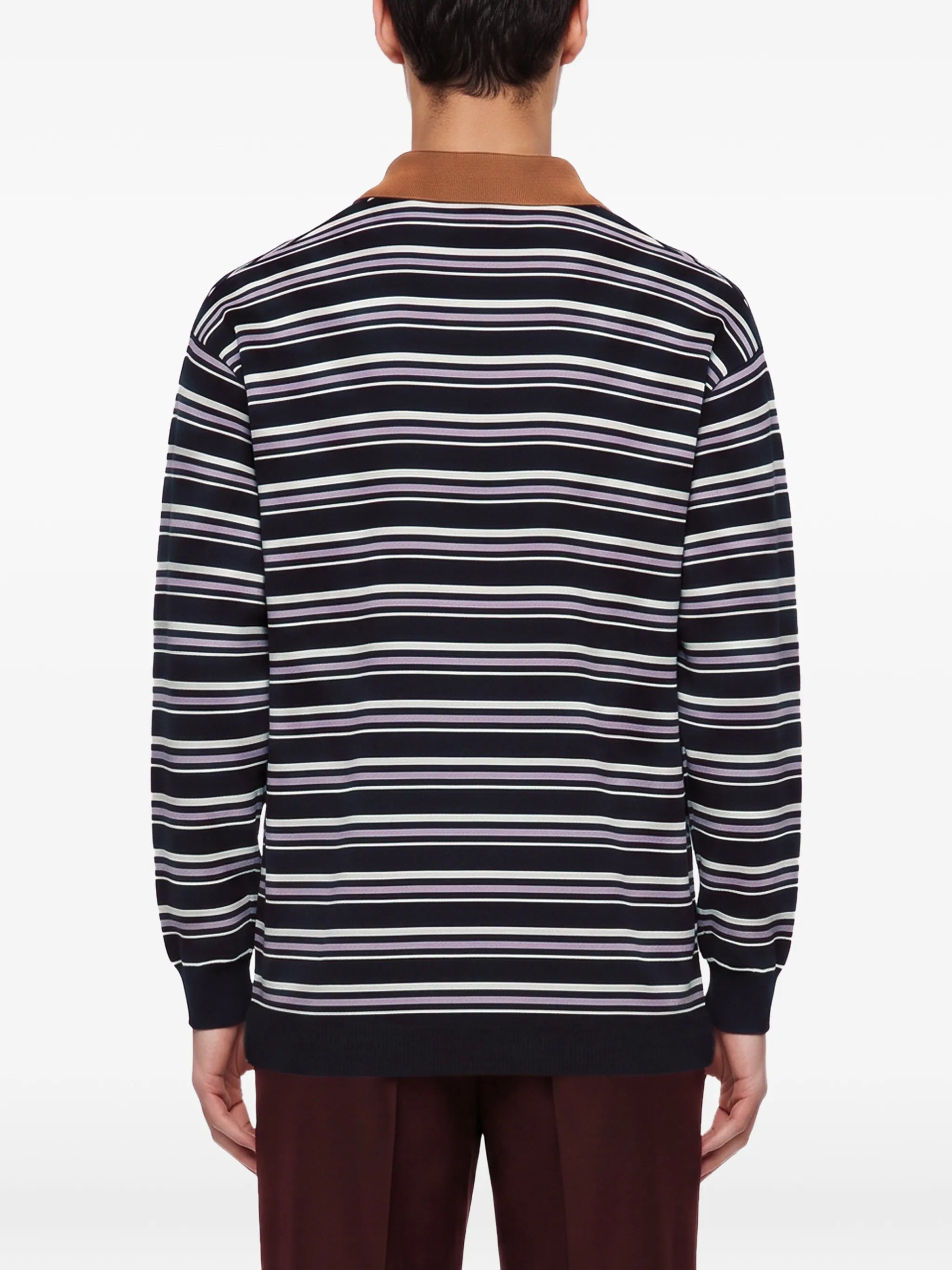 striped long-sleeve polo shirt