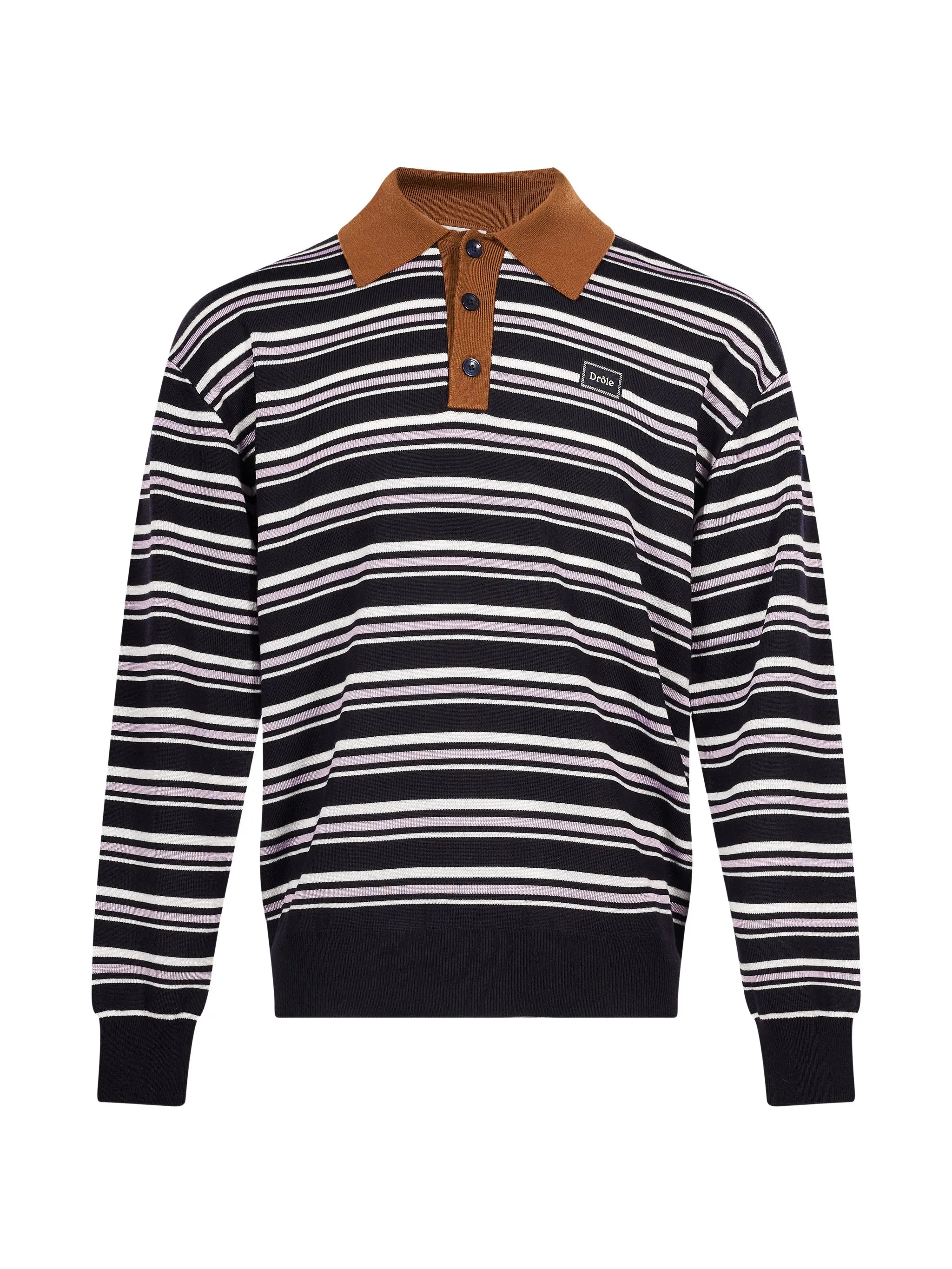 striped long-sleeve polo shirt