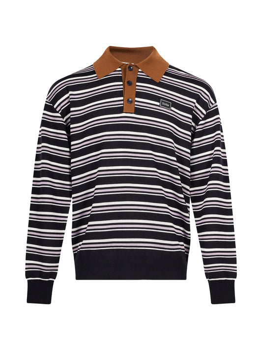 striped long-sleeve polo shirt