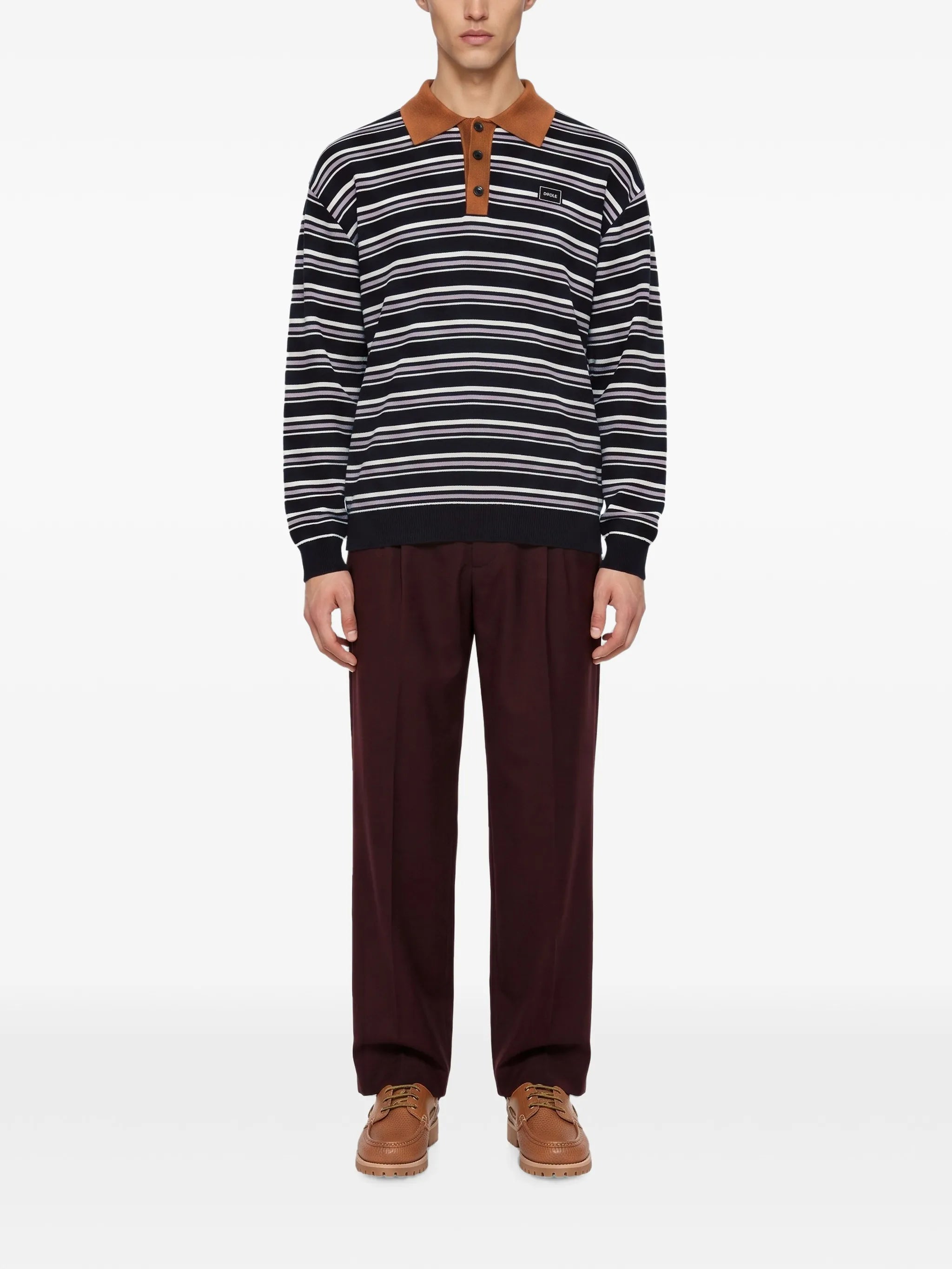 striped long-sleeve polo shirt