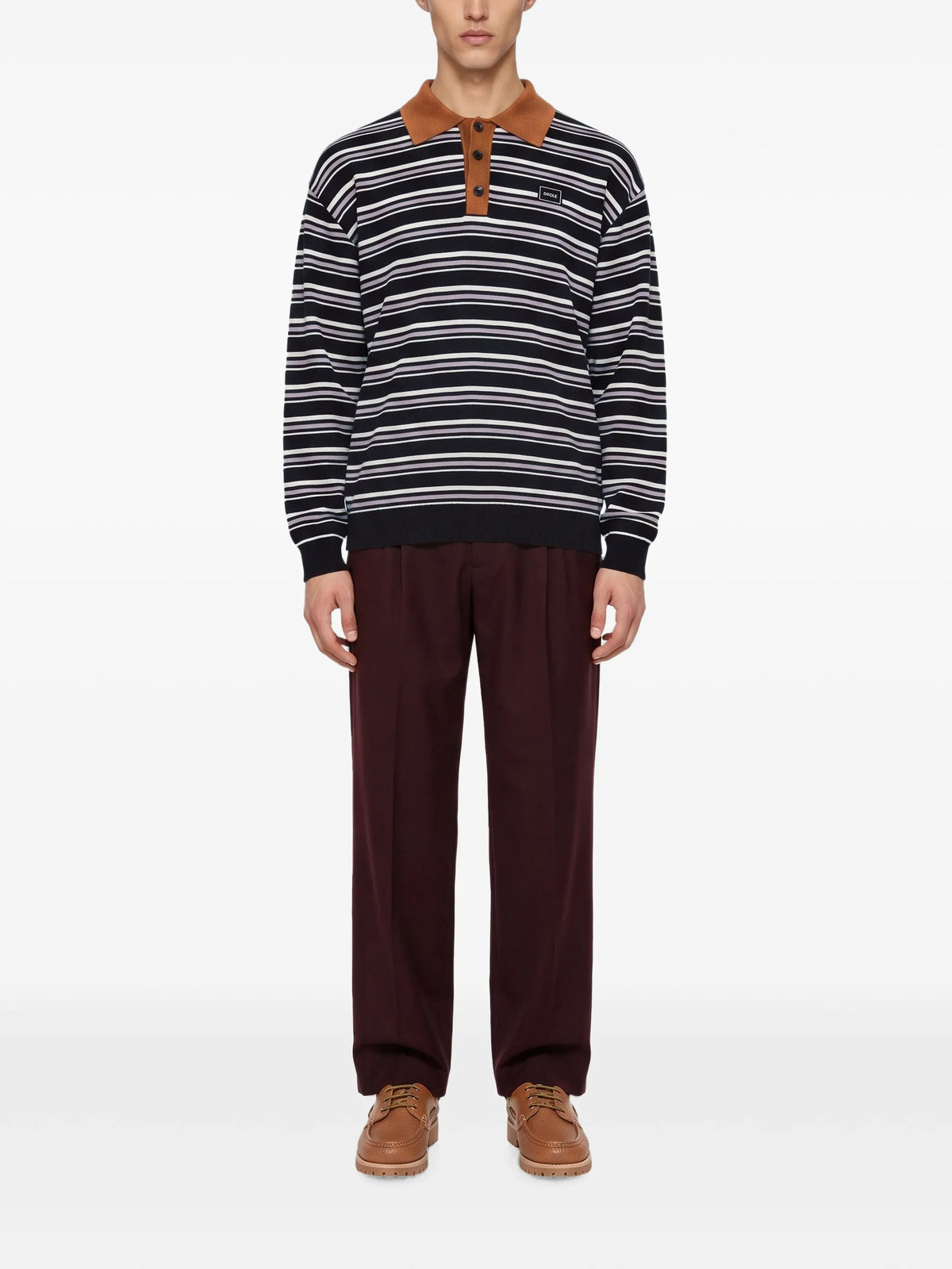striped long-sleeve polo shirt