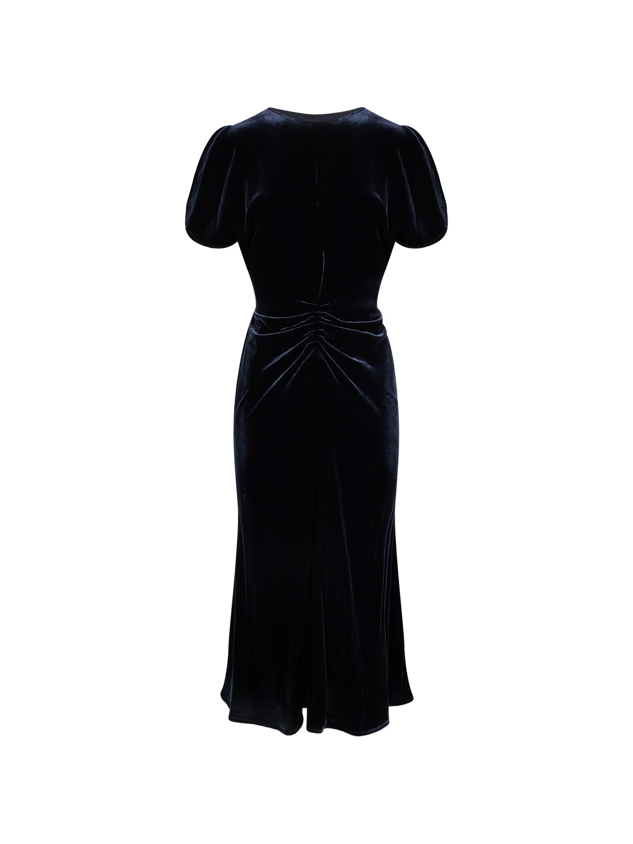 midi Bela gathered puff-sleeve dress