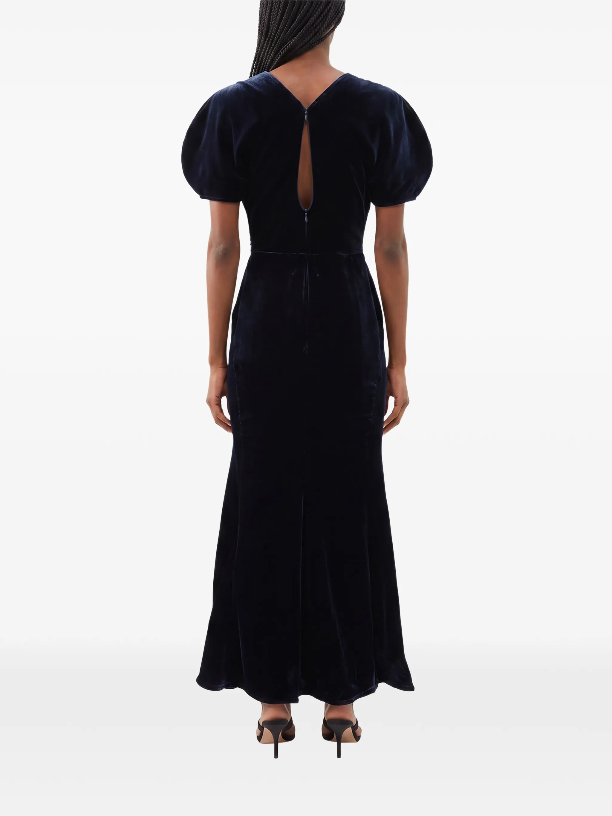 midi Bela gathered puff-sleeve dress