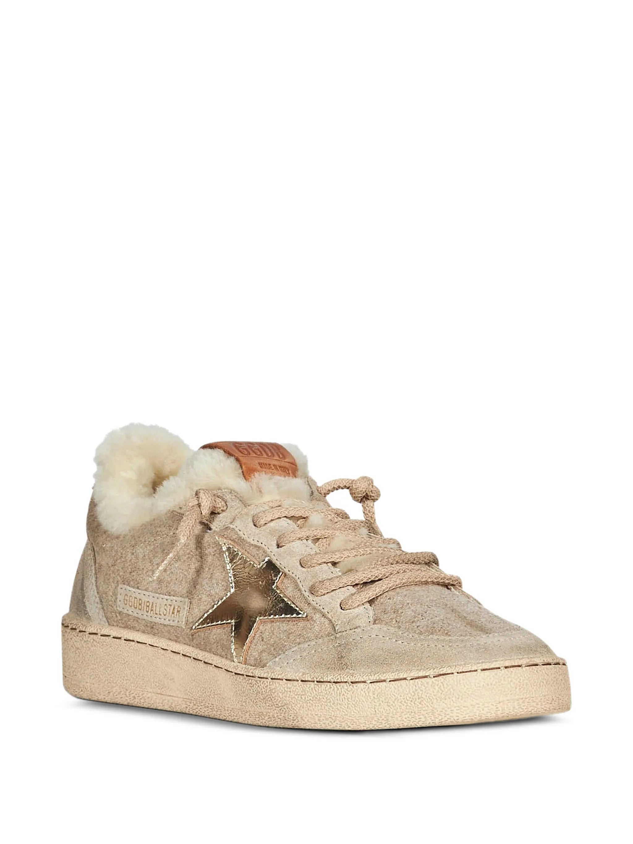 Ball Star in wool with gold leather star and white shearling lining