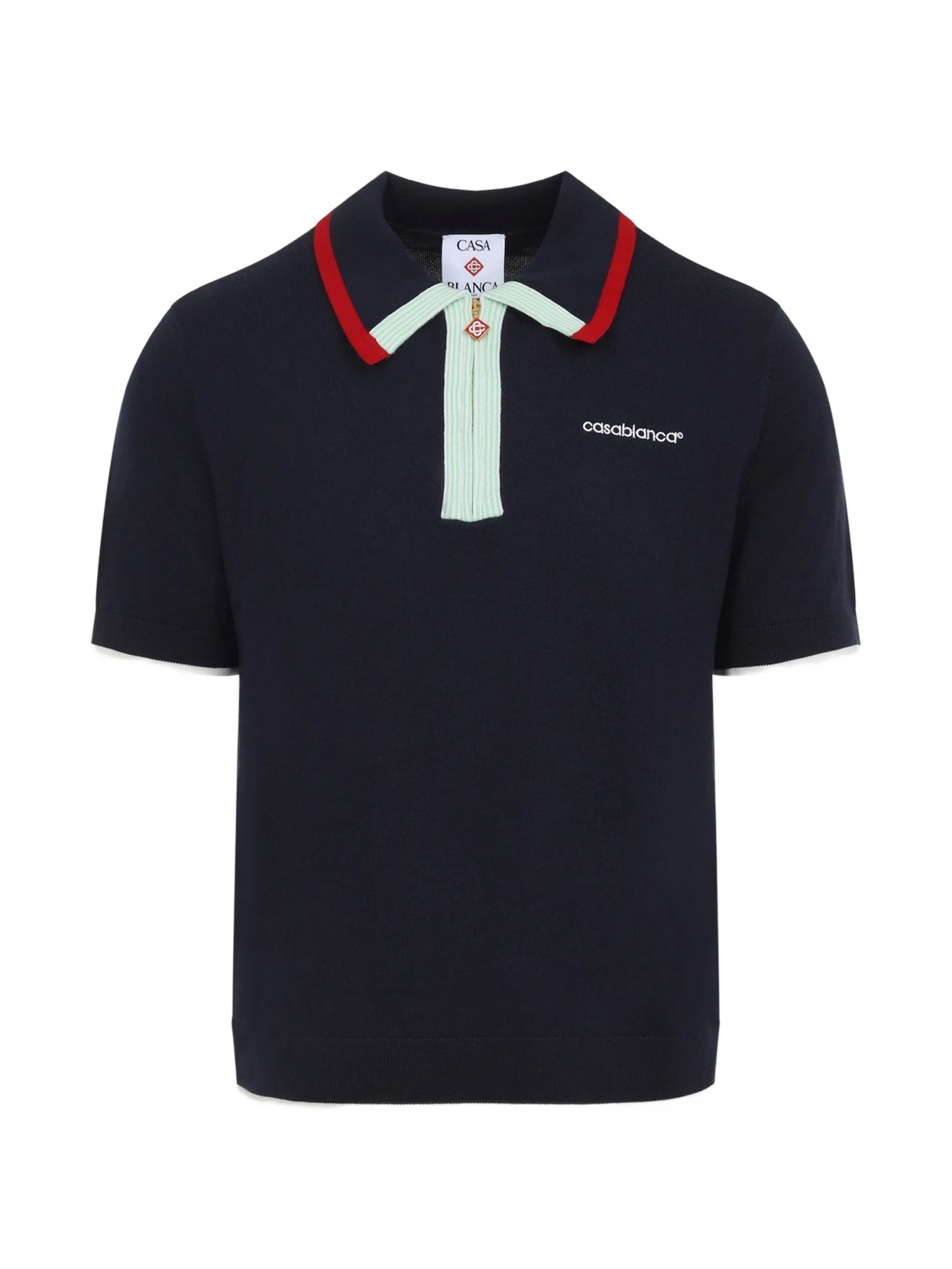 logo-embroidered zip-up polo shirt