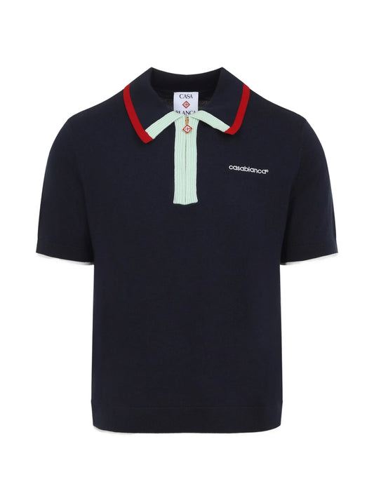 logo-embroidered zip-up polo shirt