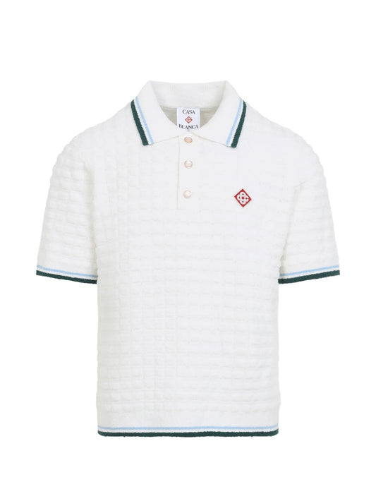 textured-knit polo shirt