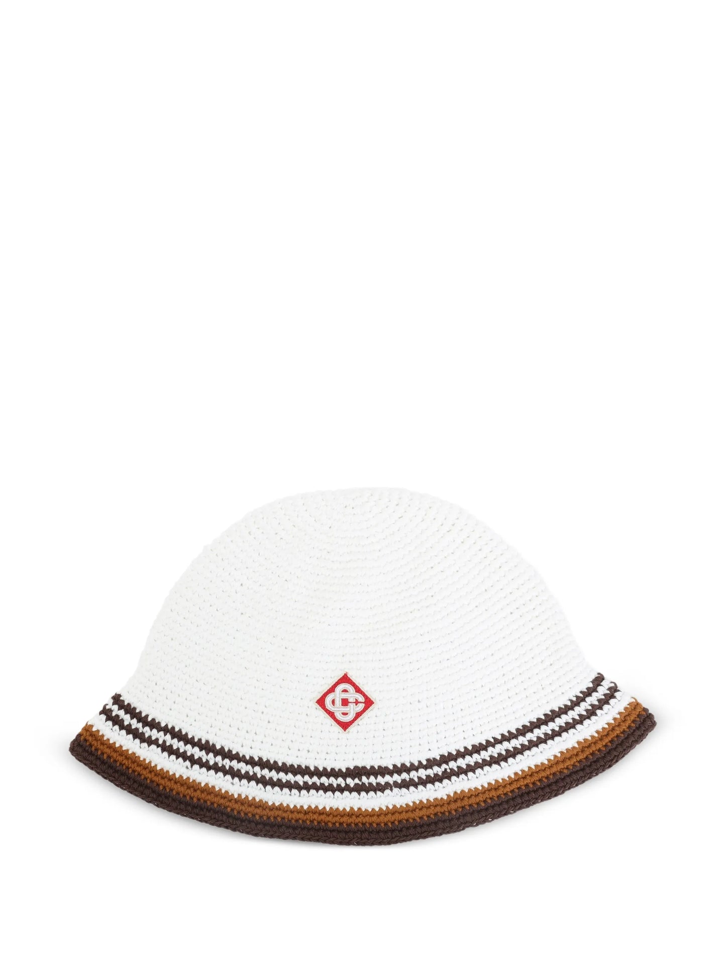 crochet-knit striped bucket hat