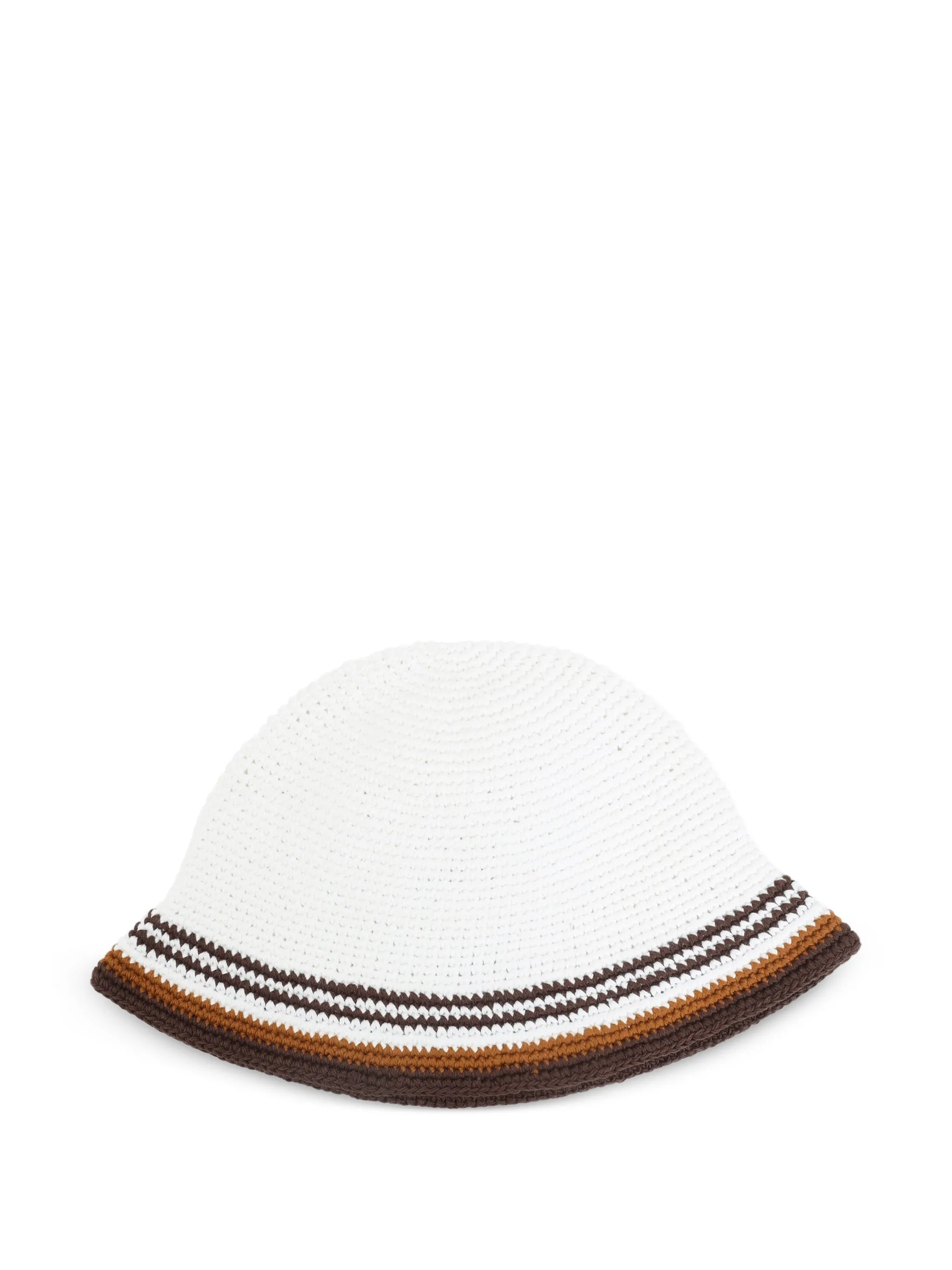 crochet-knit striped bucket hat