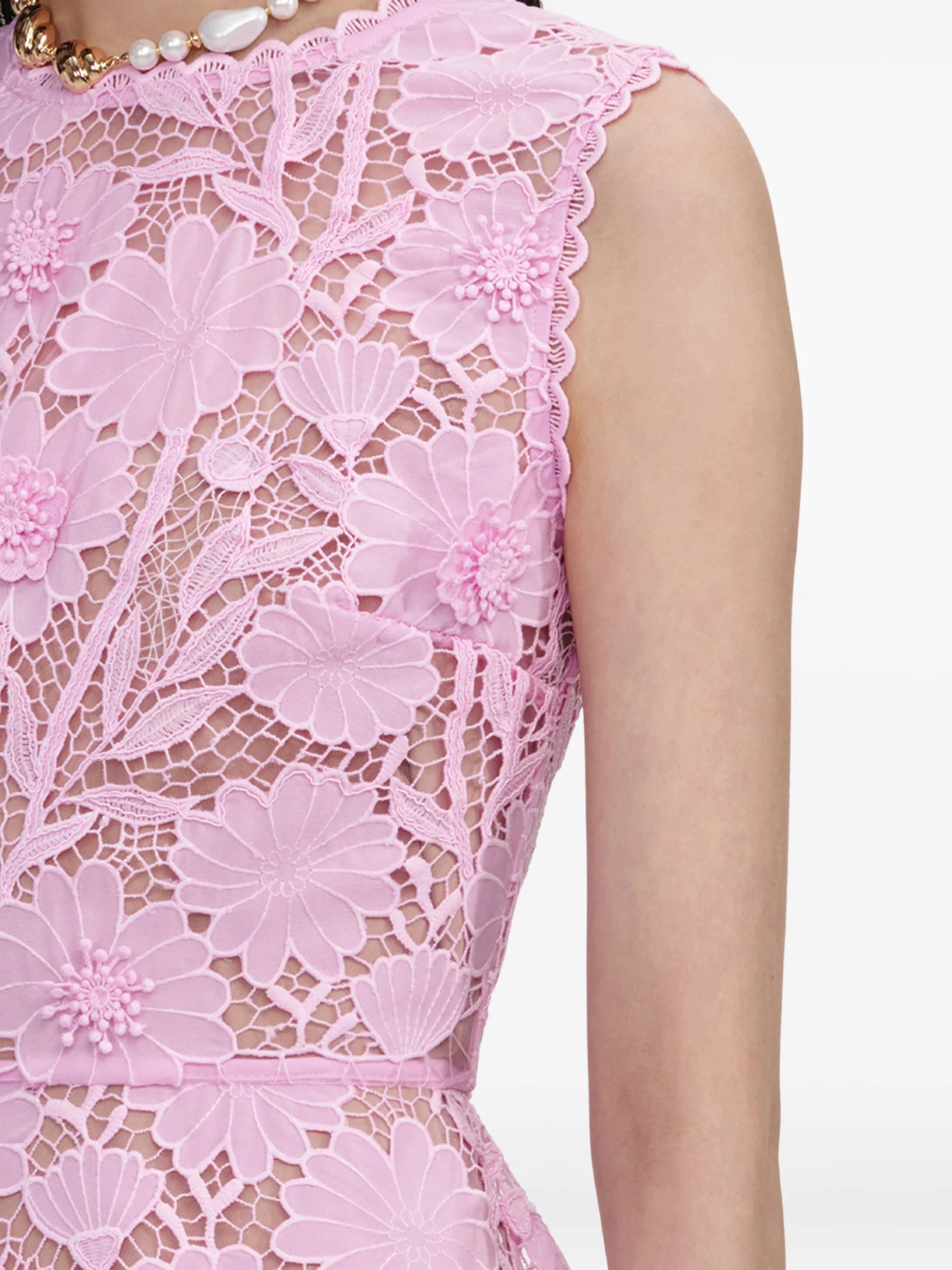 floral-lace sleeveless mini dress