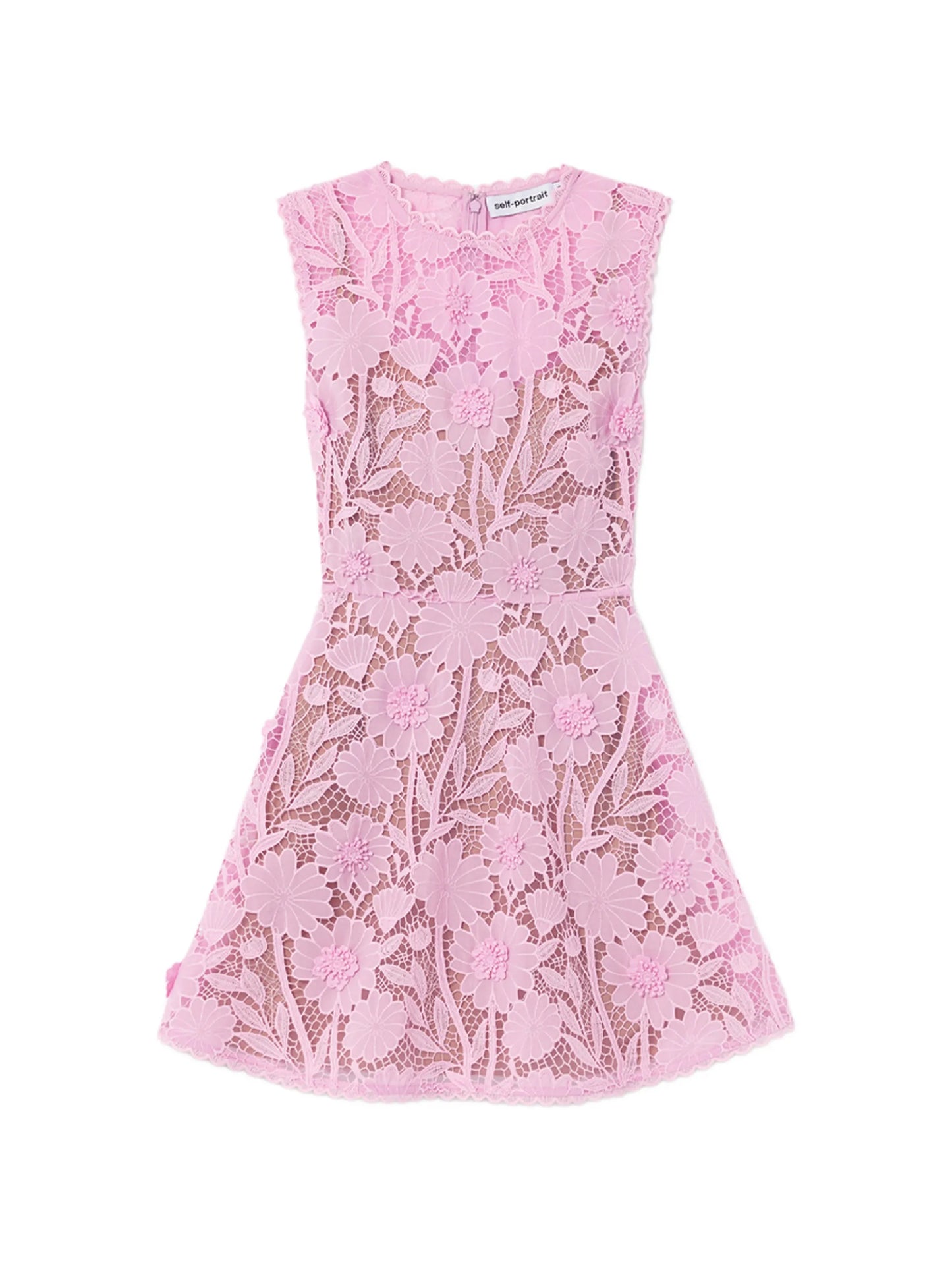 floral-lace sleeveless mini dress