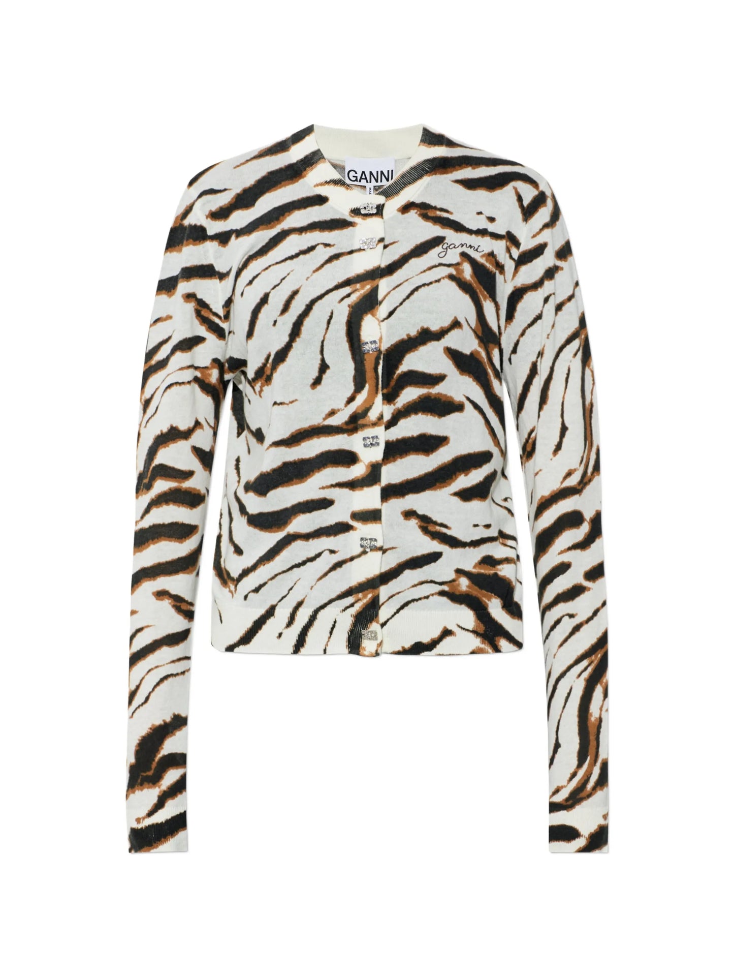 tiger-print logo-embroidered cardigan