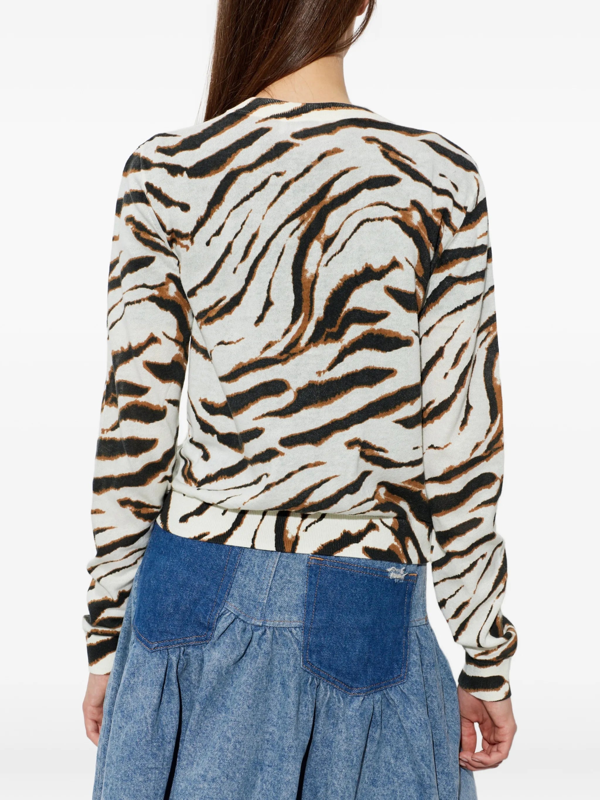 tiger-print logo-embroidered cardigan