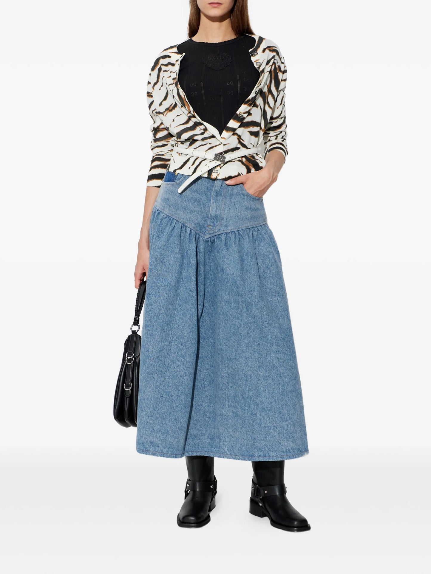 tiger-print logo-embroidered cardigan