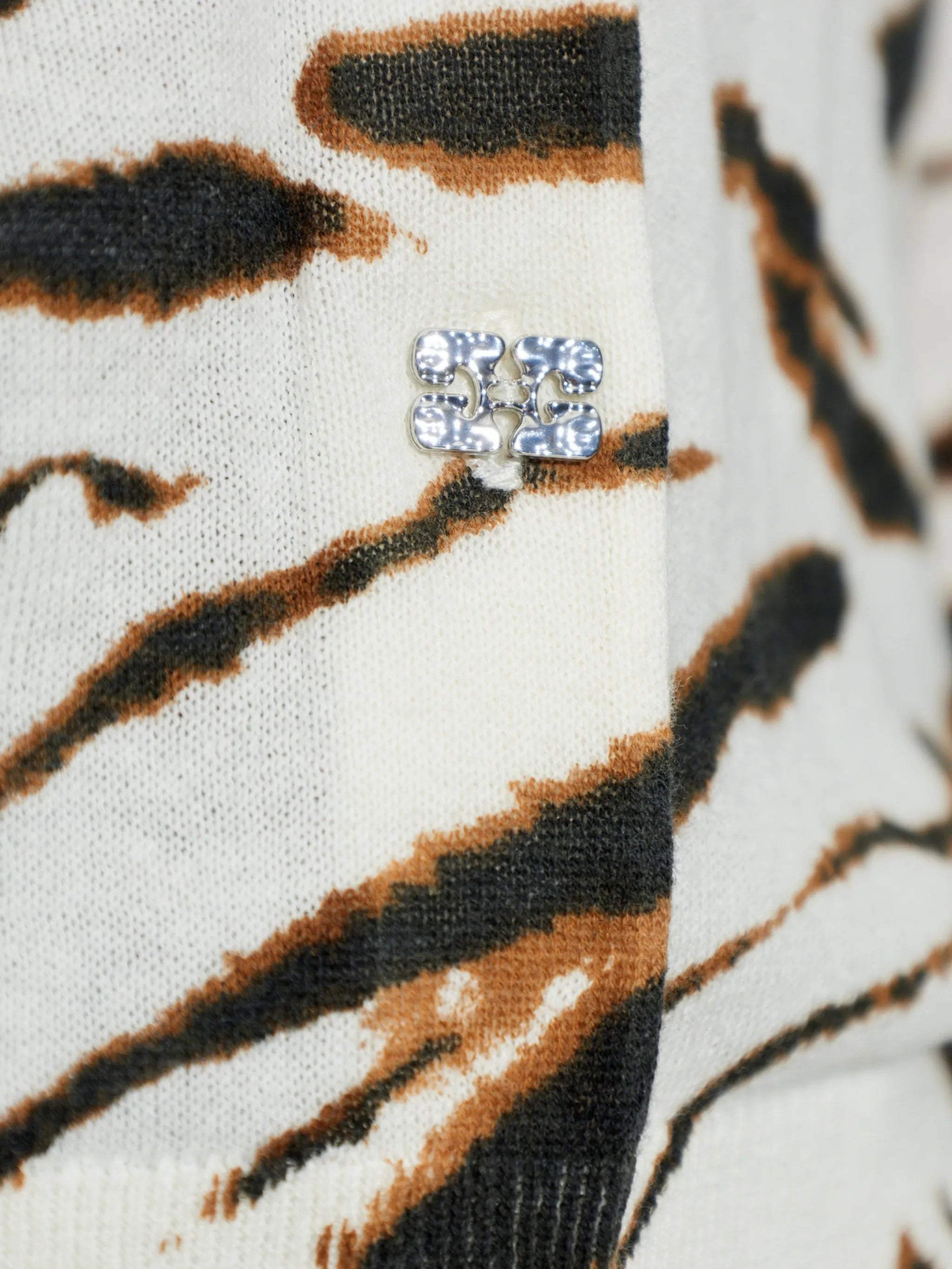 tiger-print logo-embroidered cardigan