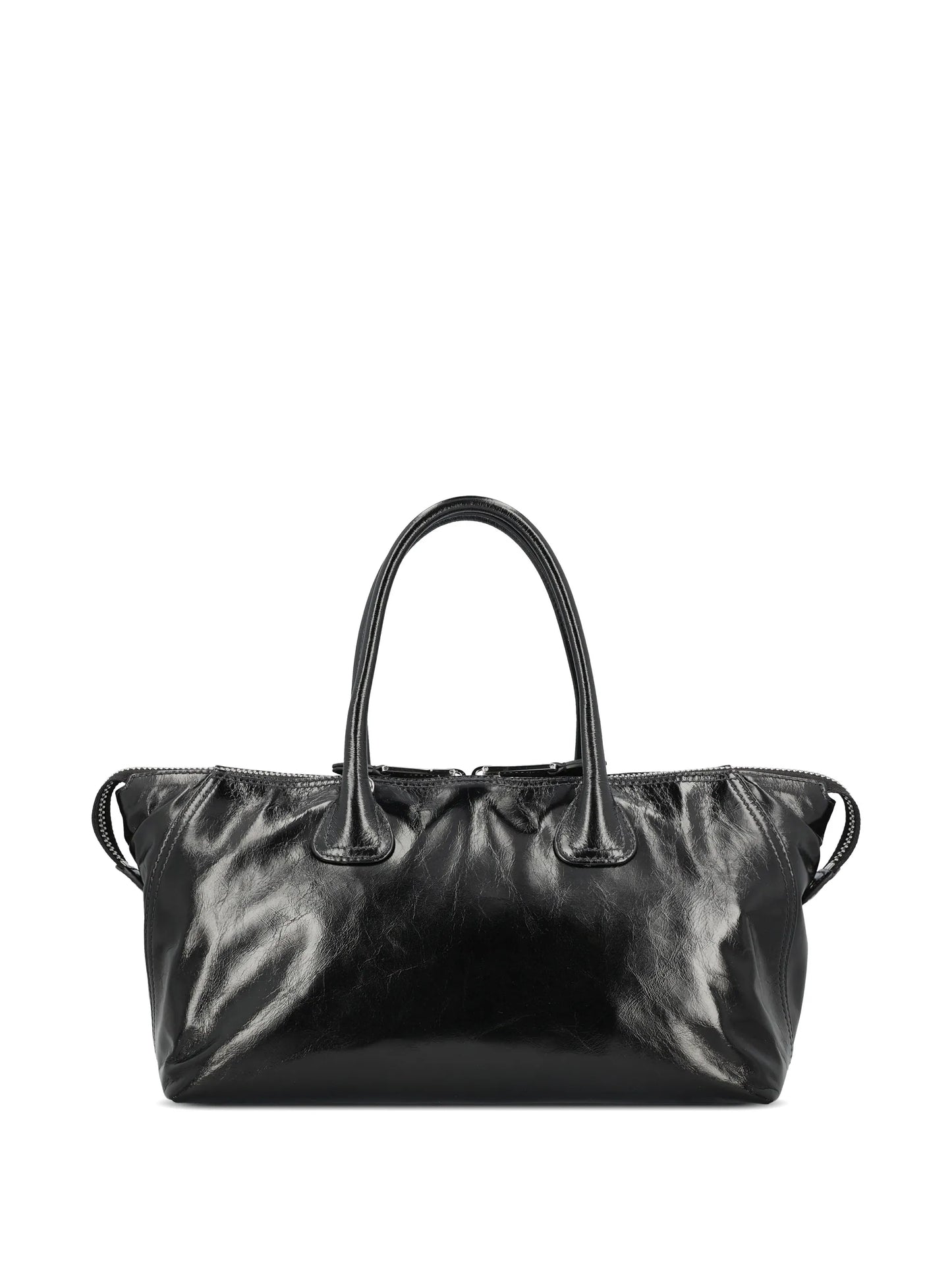 logo-embossed leather tote bag