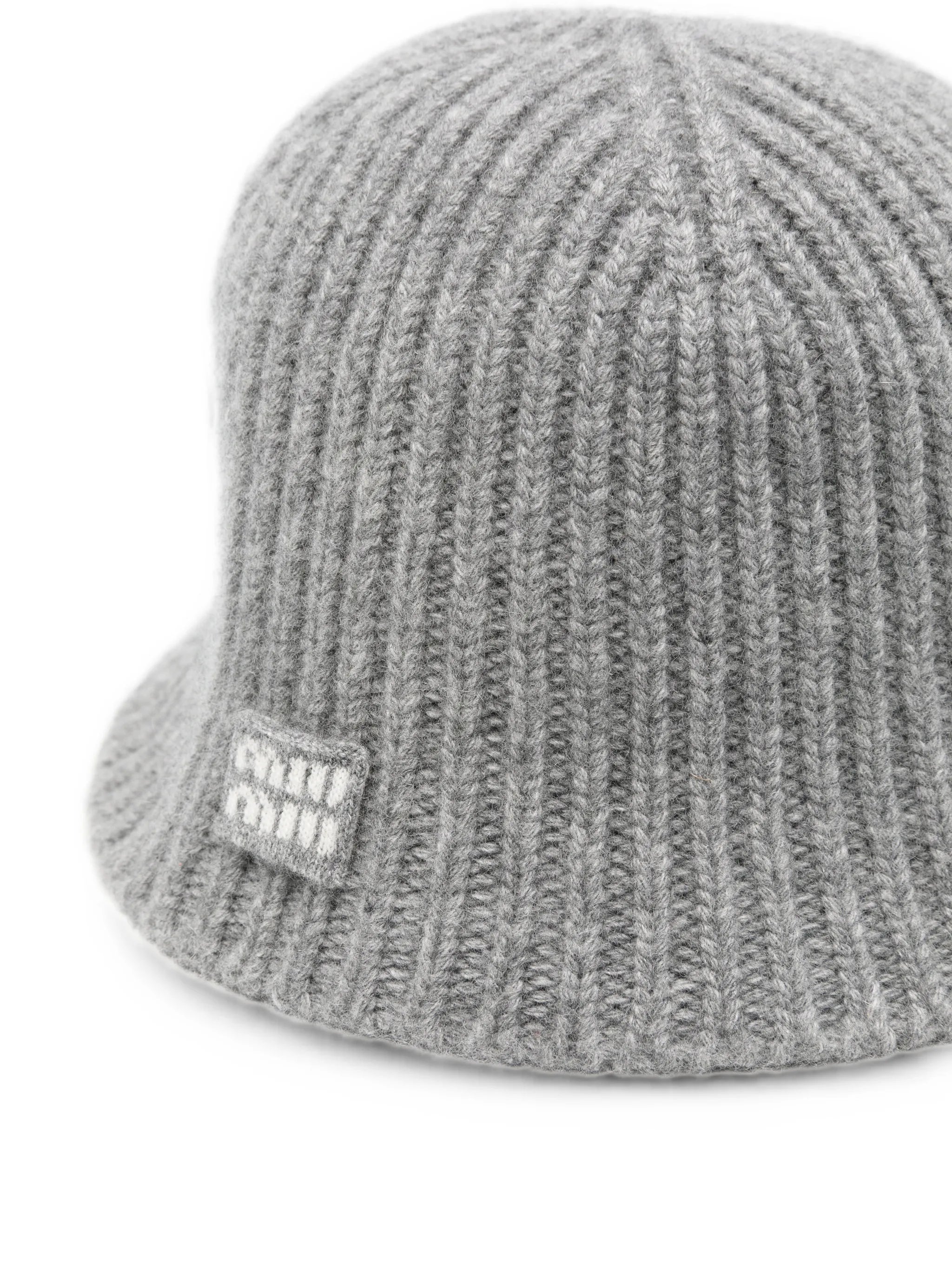 logo-patch ribbed bucket hat