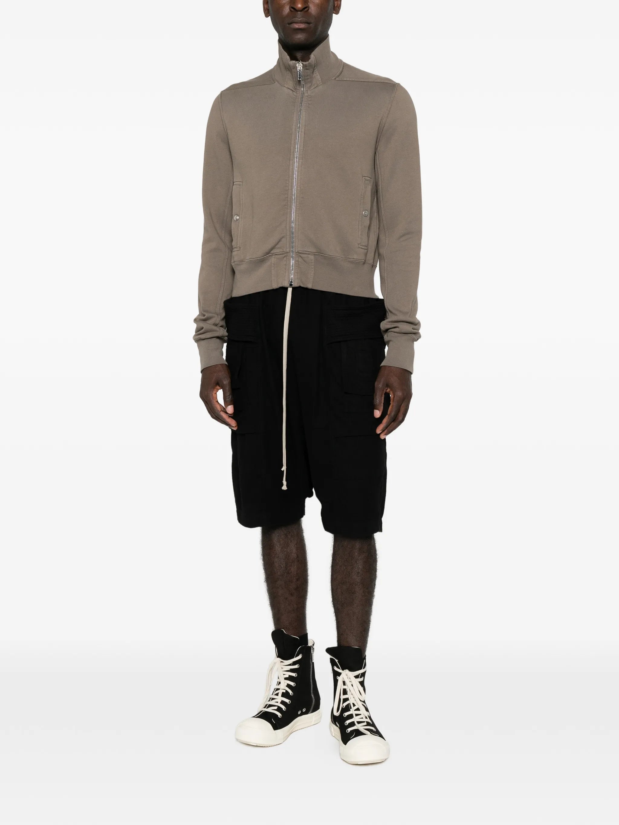 zip-up cropped bomber jacket