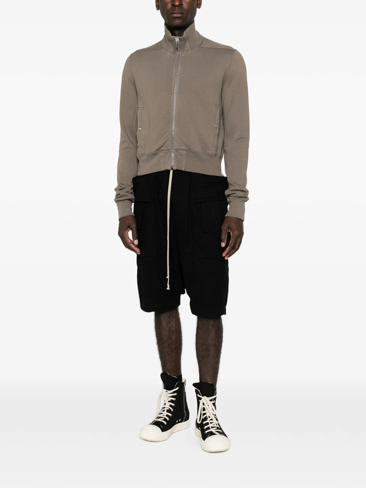 zip-up cropped bomber jacket
