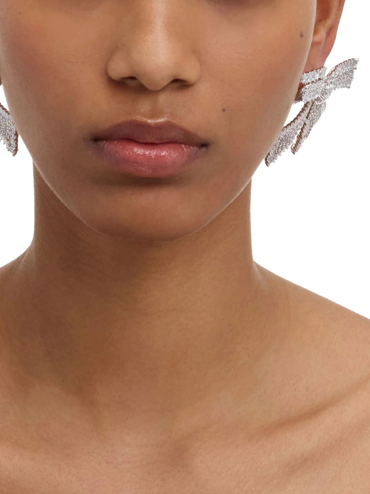 crystal-embellished bow earrings