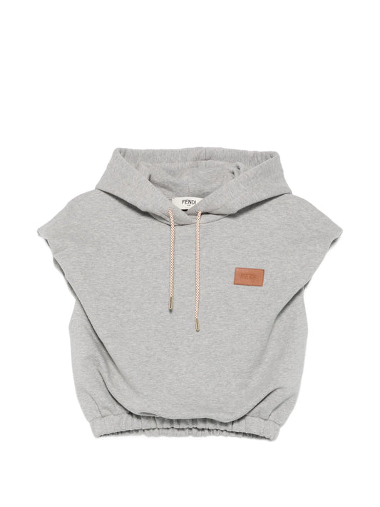 logo-patch sleeveless hoodie