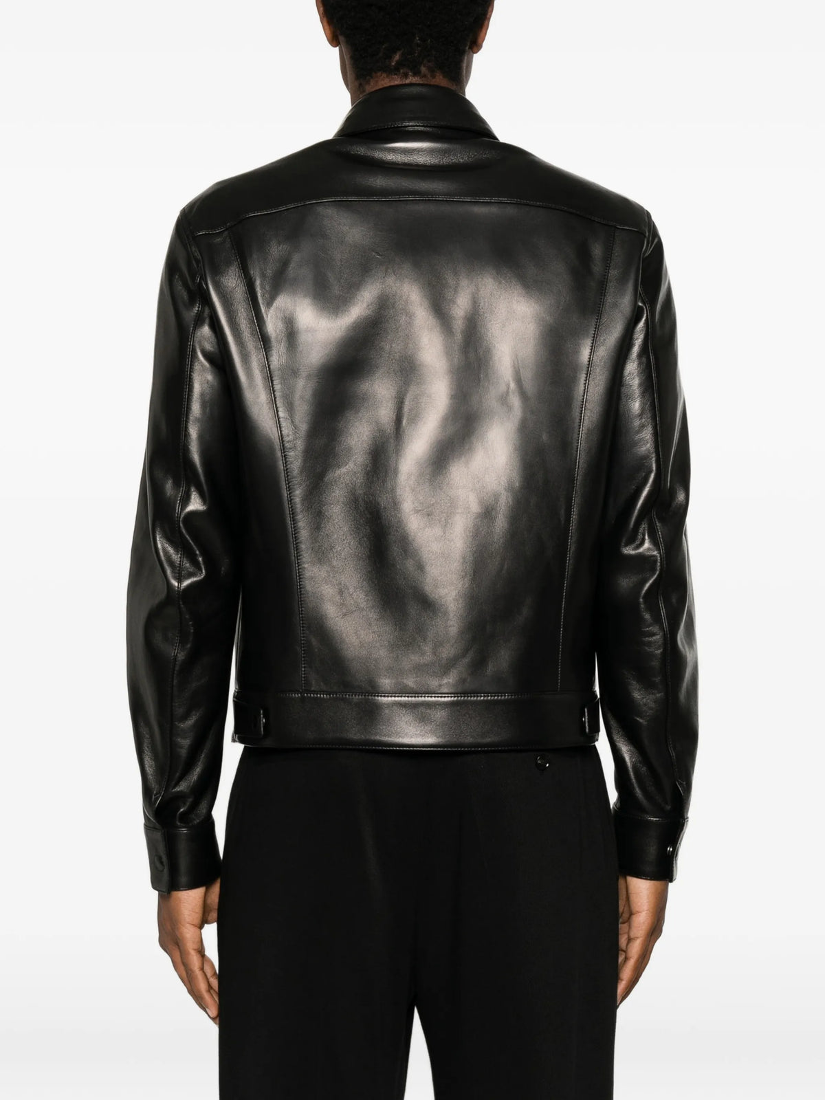 Nappa grain leather collar blouson