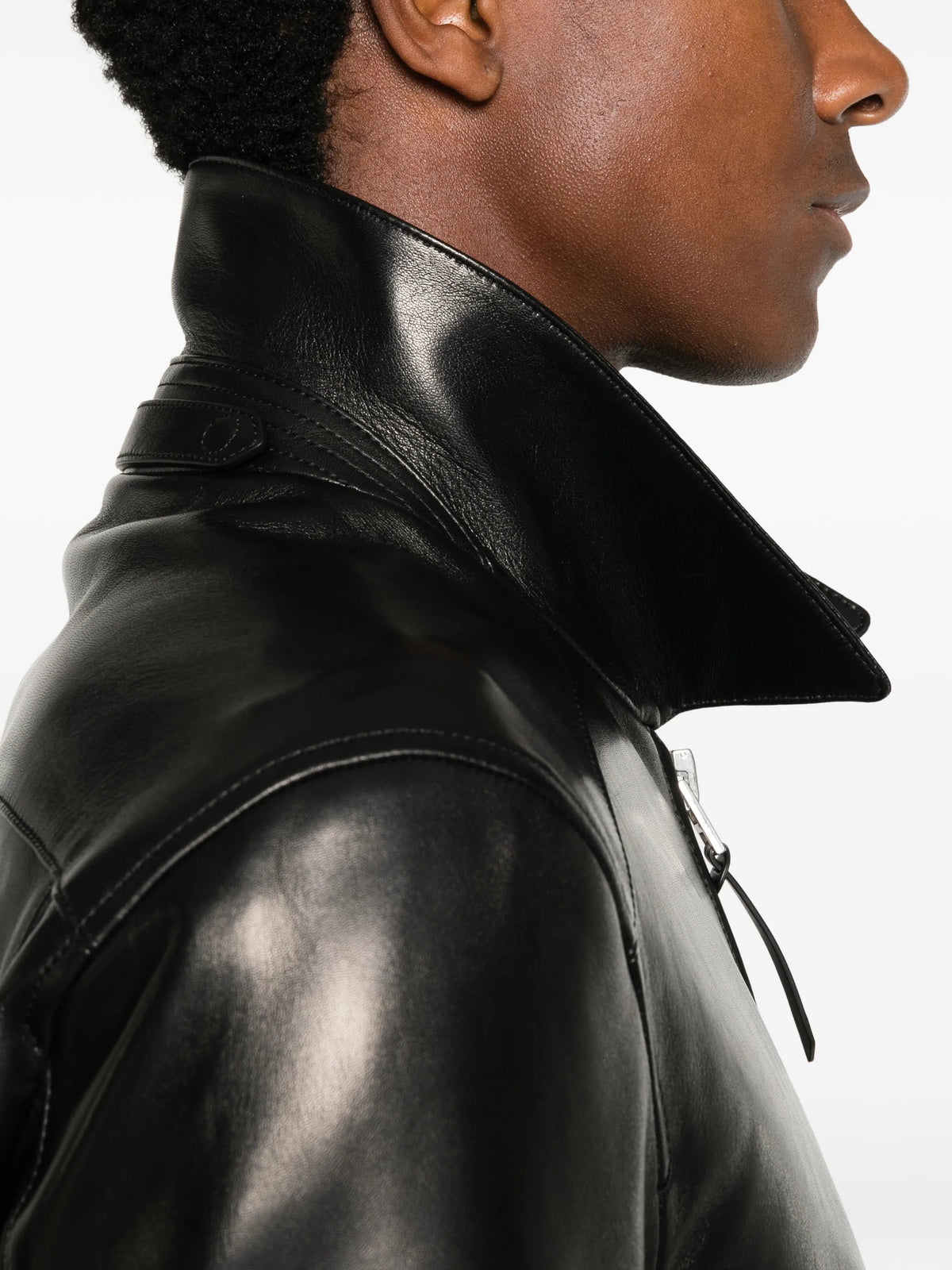 Nappa grain leather collar blouson