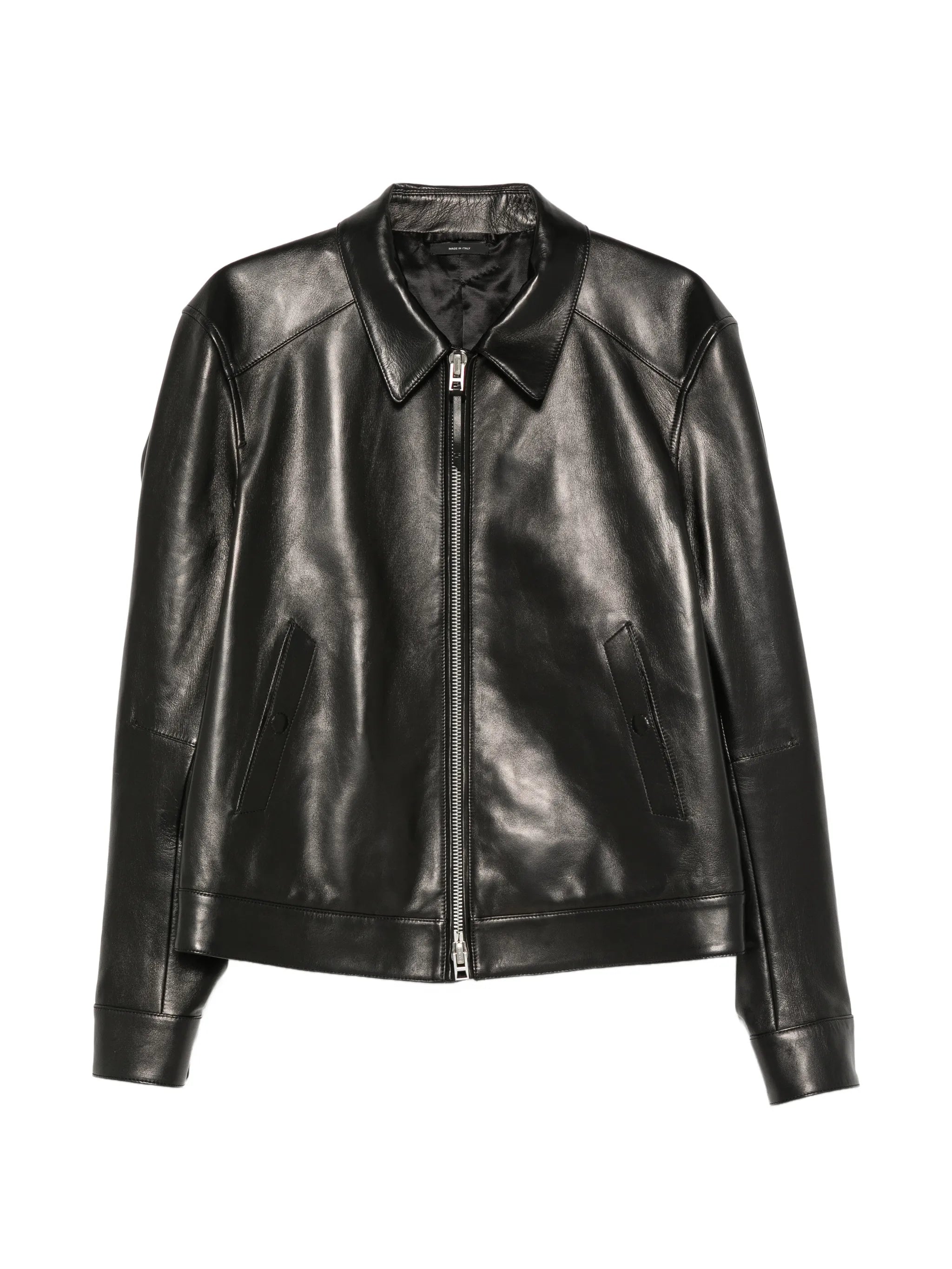 Nappa grain leather collar blouson