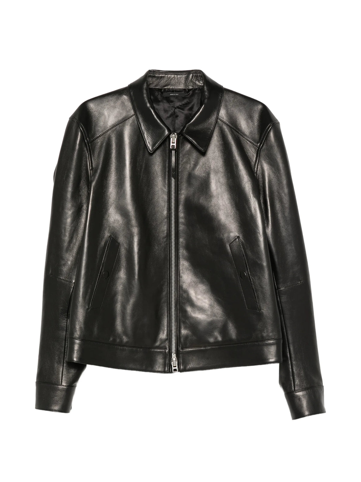 Nappa grain leather collar blouson